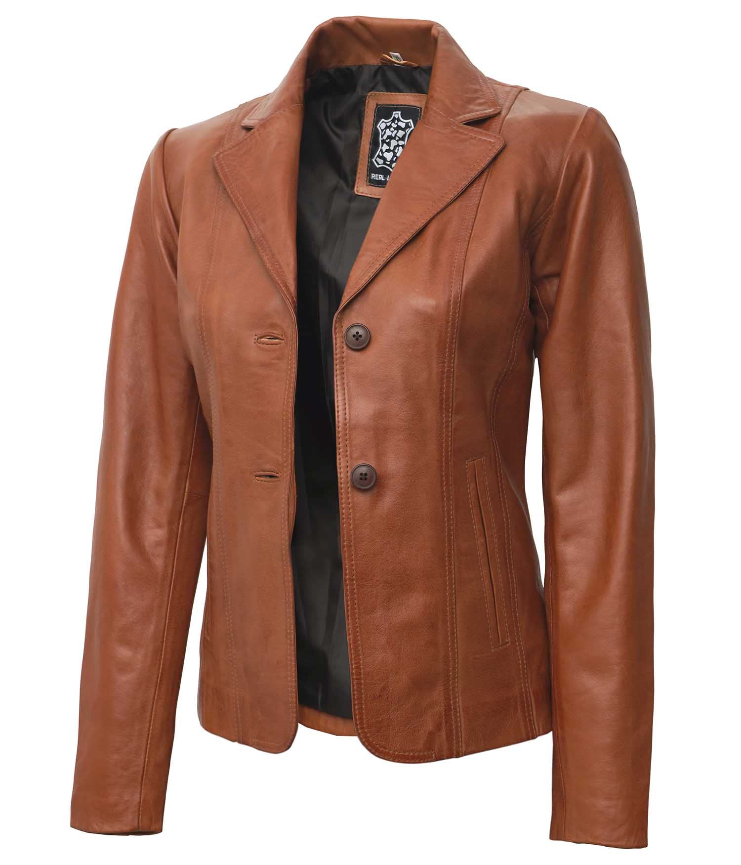 Genuine Lambskin Leather Blazers for Women - Business Casual Blazer Jackets for Office & Professional Wear - Stylish Women's Work Blazers for Business Meetings & Formal Events