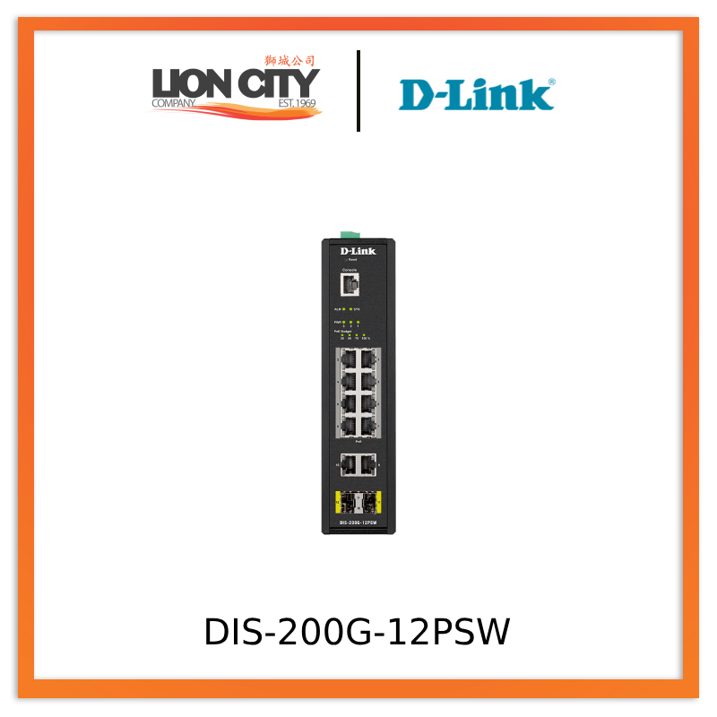 D-Link DIS-200G 12PSW 12-Port Gigabit Smart Managed Industrial PoE Switch | 240W PoE Budget | Wide Temperature Range | Ideal for Outdoor, Factory & Harsh Environments | Pre-Order Now