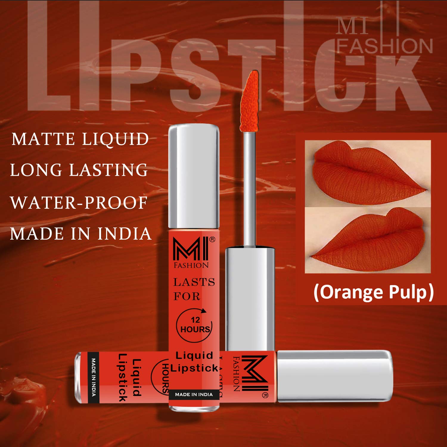 MI Fashion Matte Lipstick Set - 3 Pcs Liquid Matte Lipstick (Orange, Light Pink) for Women, Long Lasting & Moisturizing - Perfect for Parties, Dating & Daily Makeup Looks