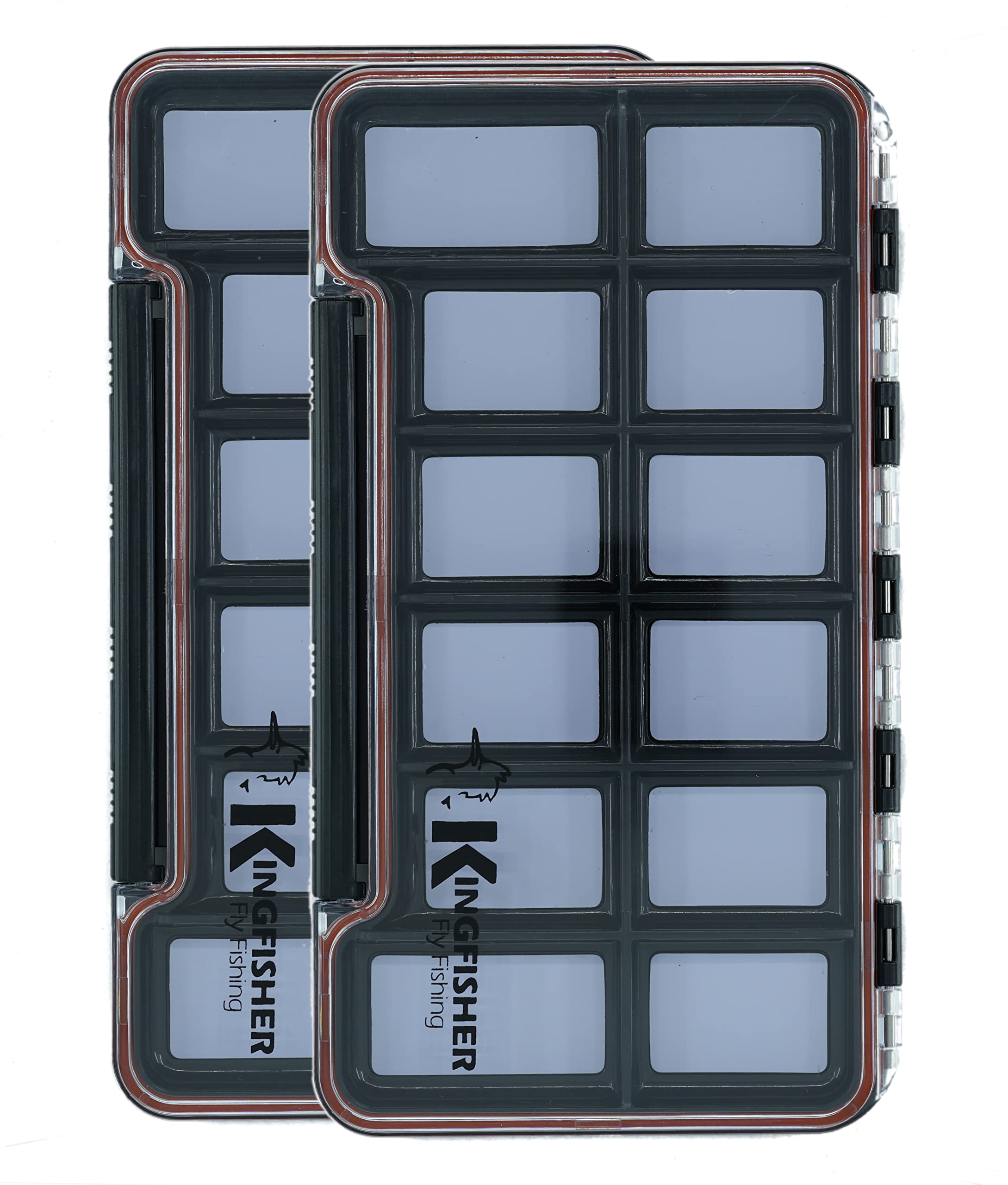 Super Slim Waterproof Magnetic Fly Fishing Box - 12 Compartments, Black (2 Pack) | Perfect for Fly Storage & Outdoor Fishing Trips