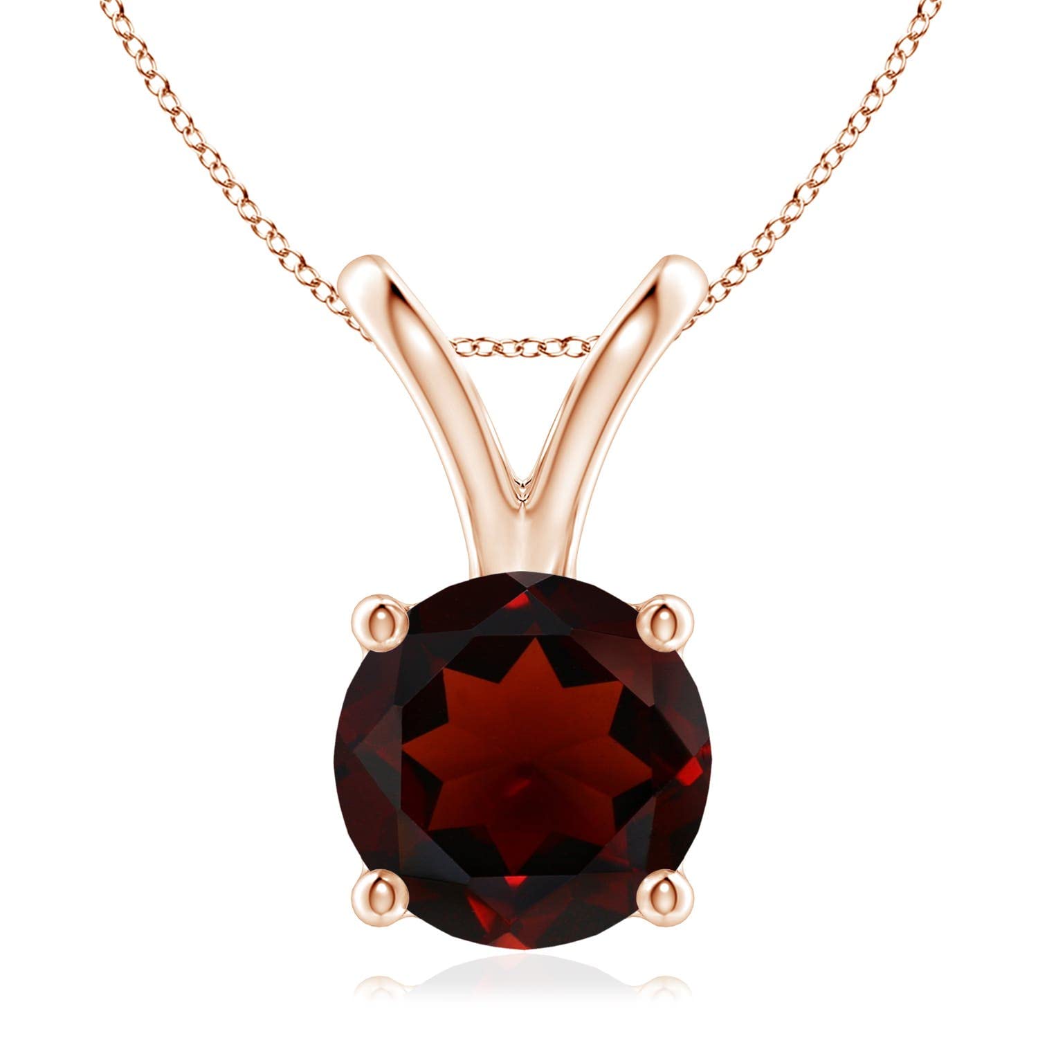 Angara Natural Garnet Solitaire Pendant Necklace for Women & Girls - 14K Solid Gold/Platinum/Sterling Silver | January Birthstone Jewelry | Elegant Gift for Birthday, Anniversary & Special Occasions | Perfect for Weddings, Date Nights & Office Wear