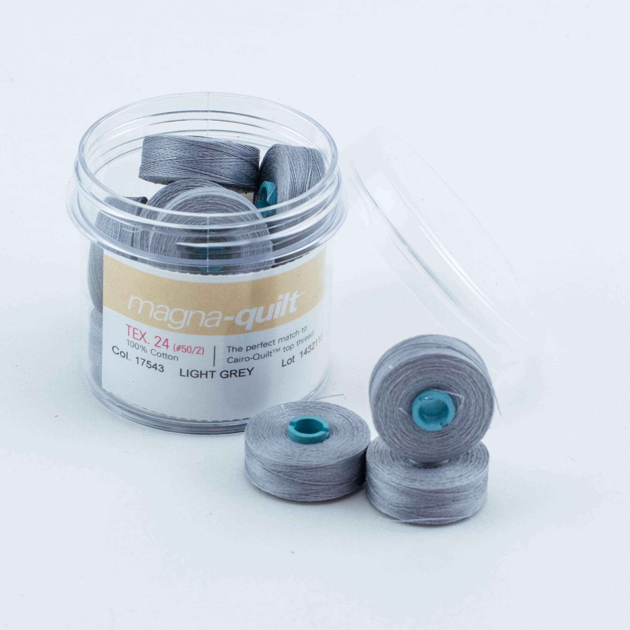 Fil-Tec Prewound Magna-Glide Quilt Bobbins - Light Grey (60-Pack) | High-Quality Sewing Machine Bobbins for Quilting & Embroidery | Perfect for Home Sewing & Professional Quilting Projects