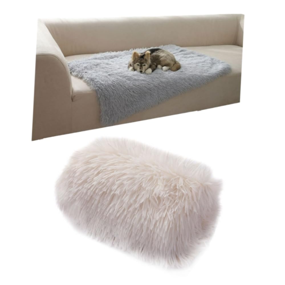 Premium Soft Cat Carpet & Dog Fuzzy Blanket - Cozy Pet Bed for Cats & Dogs | Washable Kitten Supplies & Puppy Accessories | Medium Size White Pet Bed for Home, Couch & Travel Use