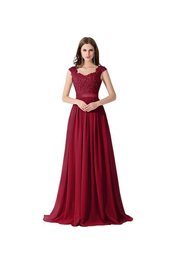 Elegant A-Line Chiffon Lace Evening Gown - Prom Dress, Bridesmaid Dress PG274 | Formal Party, Wedding, Homecoming, Special Occasion Wear