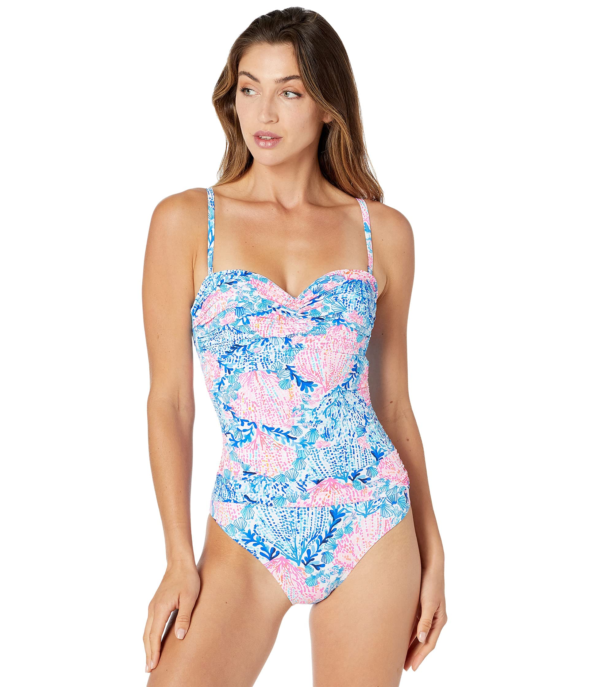 Lilly Pulitzer Layne One-Piece Swimsuit for Women | Floral Print Bathing Suit with Adjustable Straps & High Neck | Perfect for Beach Vacations, Pool Parties & Summer Getaways