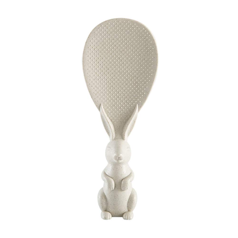 1PCS Rabbit-Shaped Rice Paddle - Cute Bunny Rice Spoon, Non-Stick Rice Spatula with Stand-Up Design for Home Kitchen (Beige) - Perfect for Cooking, Serving Rice, and Adding Fun to Your Mealtime