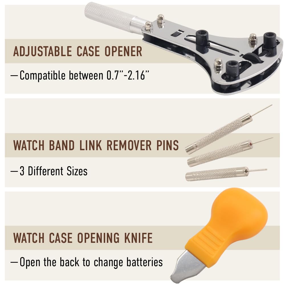 Watch Battery Replacement Tool Kit - Professional Watch Repair Kit with Precision Tools for DIY Watch Battery Change - Perfect for Watch Enthusiasts & Jewelers