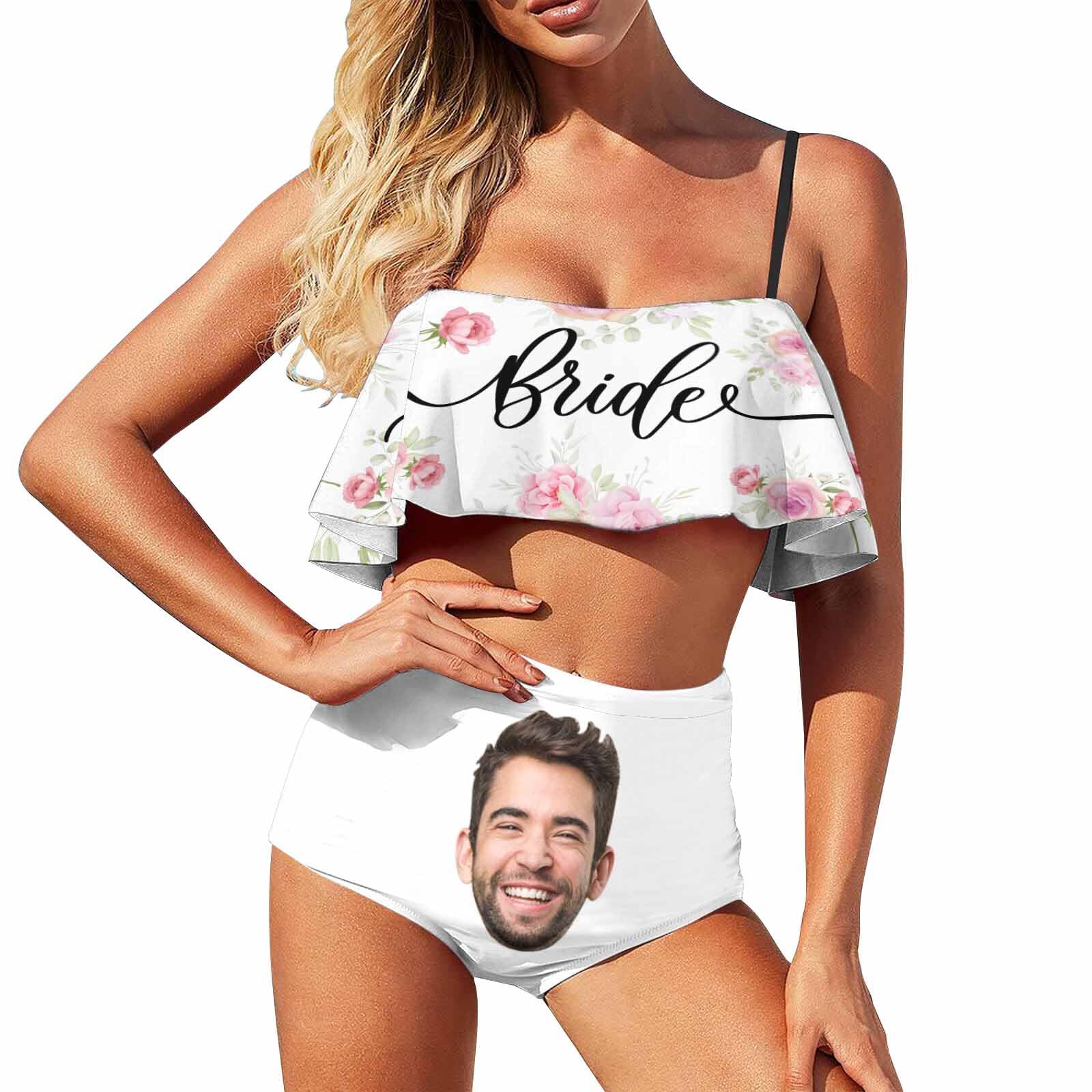 Custom Face Print Swimsuit for Bride & Bridesmaids - Personalized Bachelorette Party Bathing Suit - Women's Bikini for Beach, Pool & Vacation