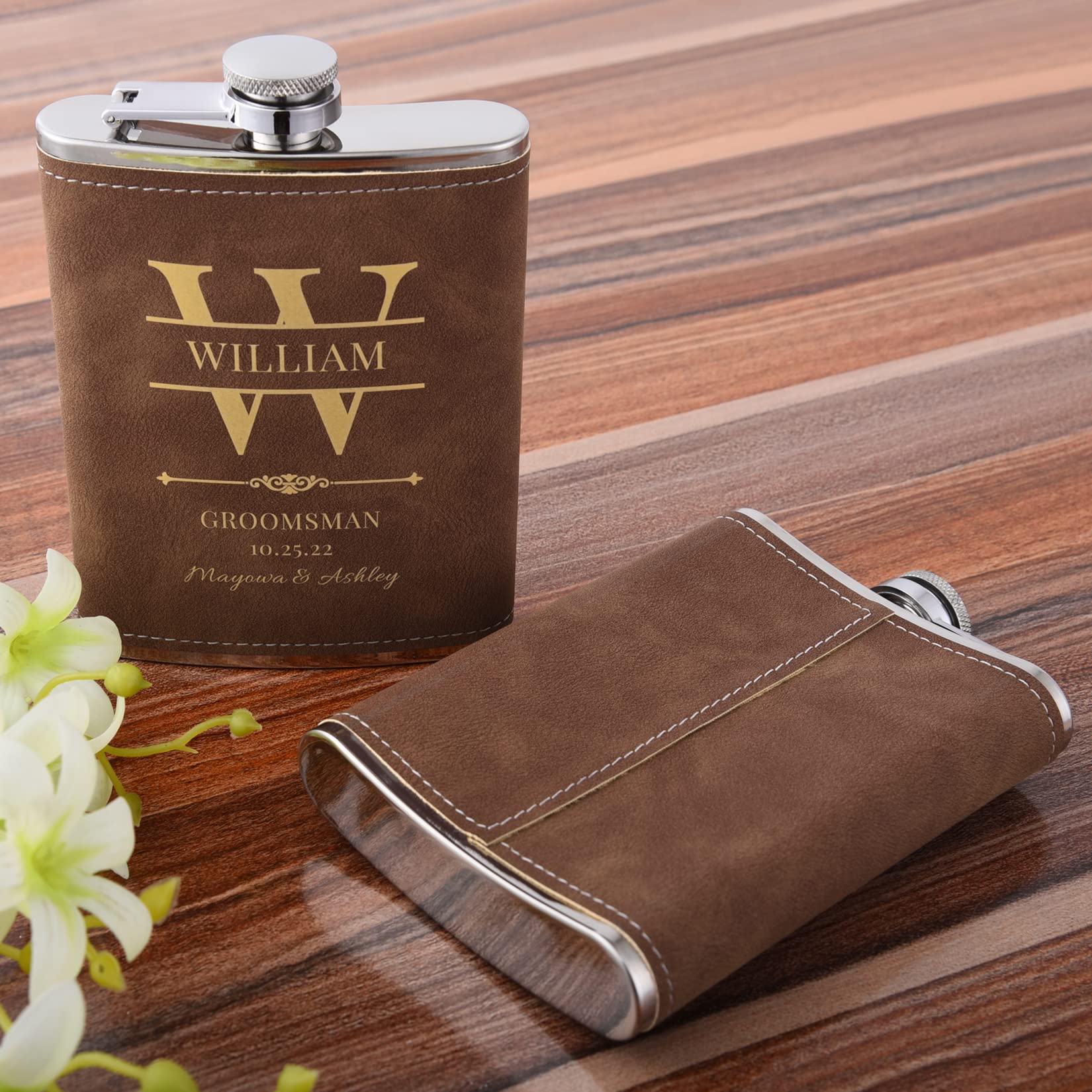 Personalized Stainless Steel Hip Flask Set of 10 - Custom Engraved 304 Steel Wedding Flasks for Groomsmen, Best Man & Father of Bride - Perfect Groomsmen Gift for Weddings, Bachelor Parties & Special Occasions