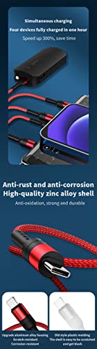 4-in-1 Fast Charging USB Cable for iPhone Android Phones & Tablets - Multi-Port Charger Cord Compatible with Samsung Galaxy, iPad, Huawei - Perfect for Home, Office, Travel & Car Charging