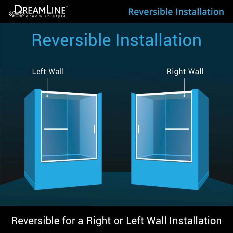 DreamLine Infinity Z 56-60 Inch W x 58 Inch H Semi-Frameless Sliding Shower Door - Clear Tempered Glass for Bathroom Renovation & Modern Home Upgrade