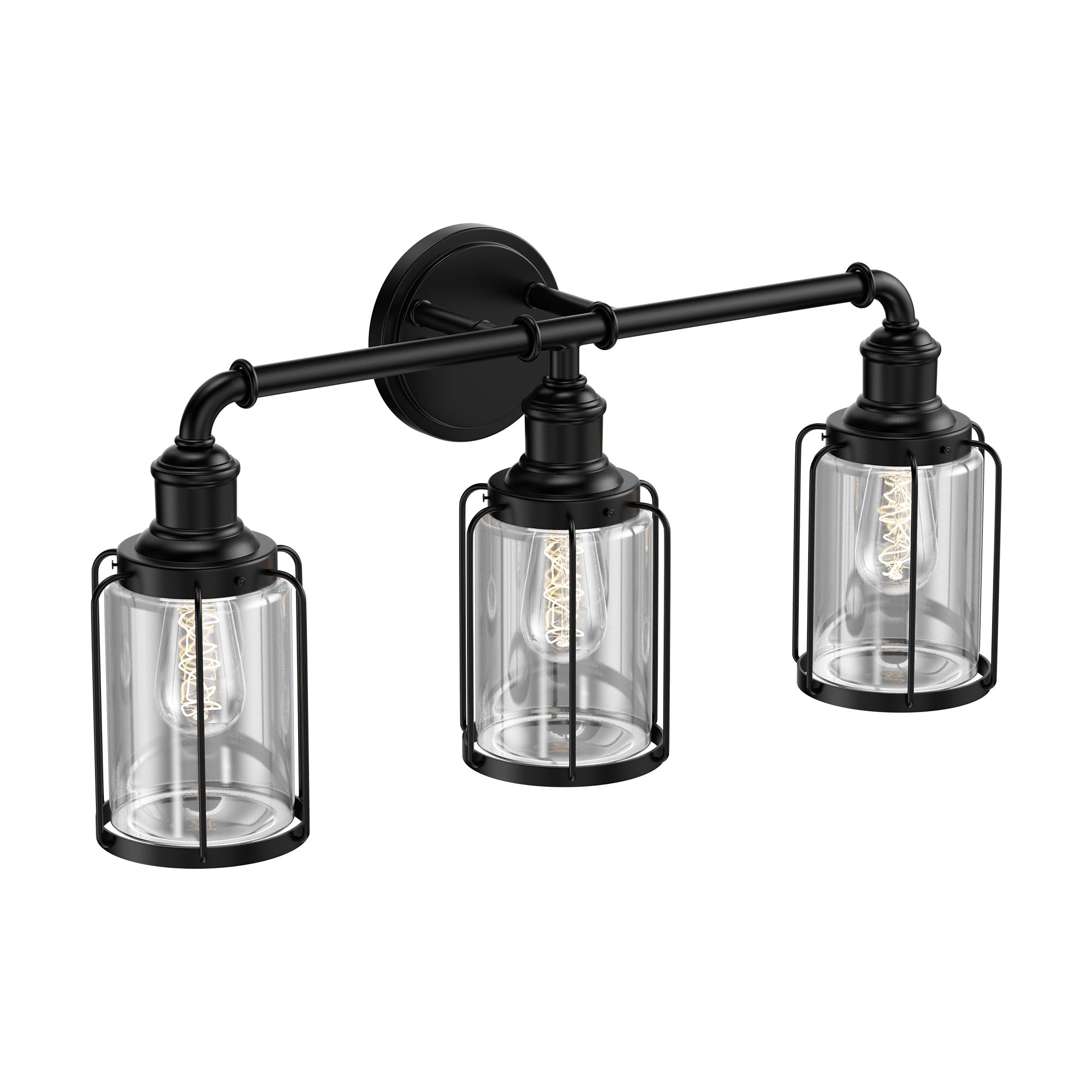LED Vanity Light - 3-Light Matte Black Bathroom Mirror Lamp for Living Room & Bedroom