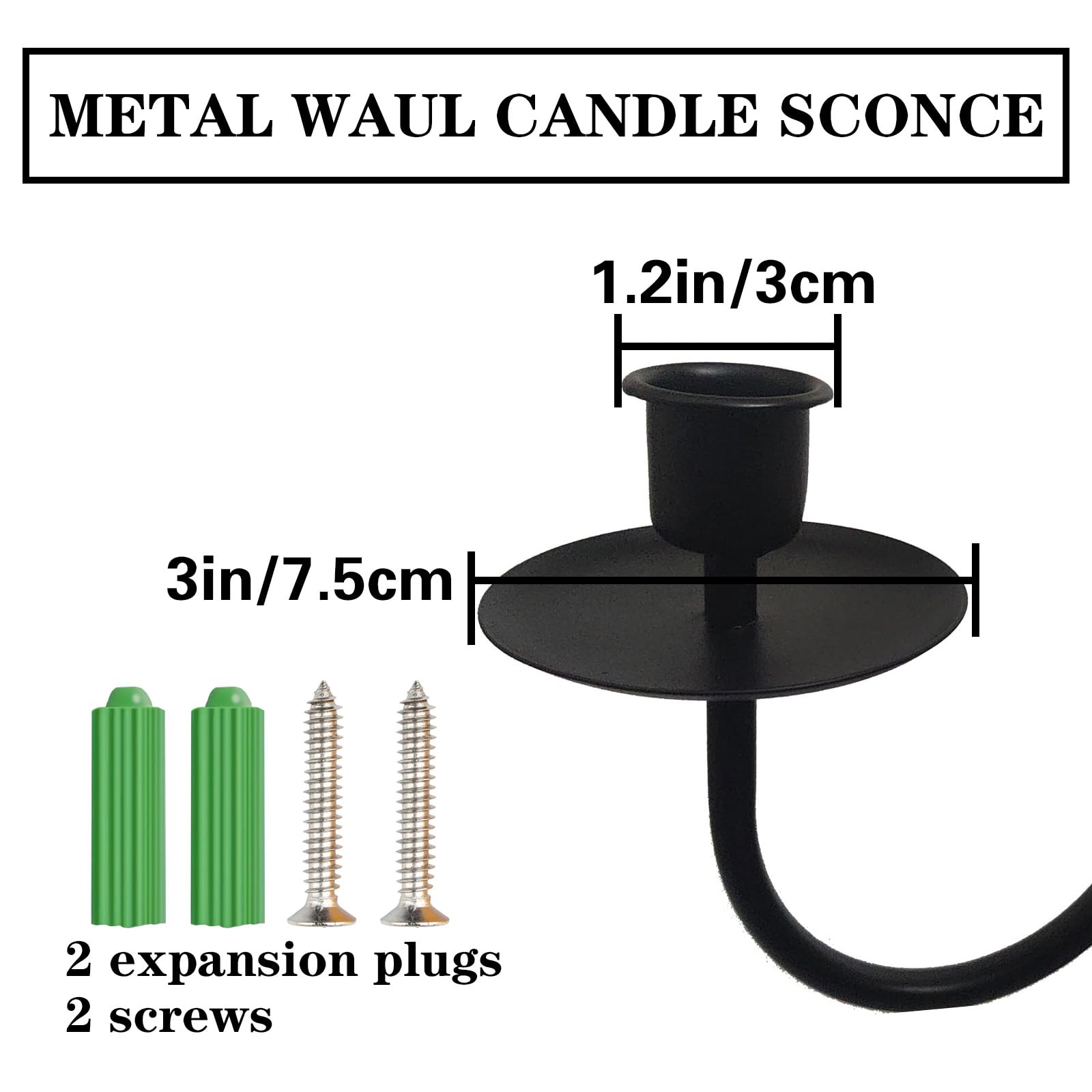 Black Metal Wall Candle Sconce Holder Set of 2 - Modern Farmhouse Hanging Candle Holders for Living Room, Fireplace, Wedding Decor - 16.5