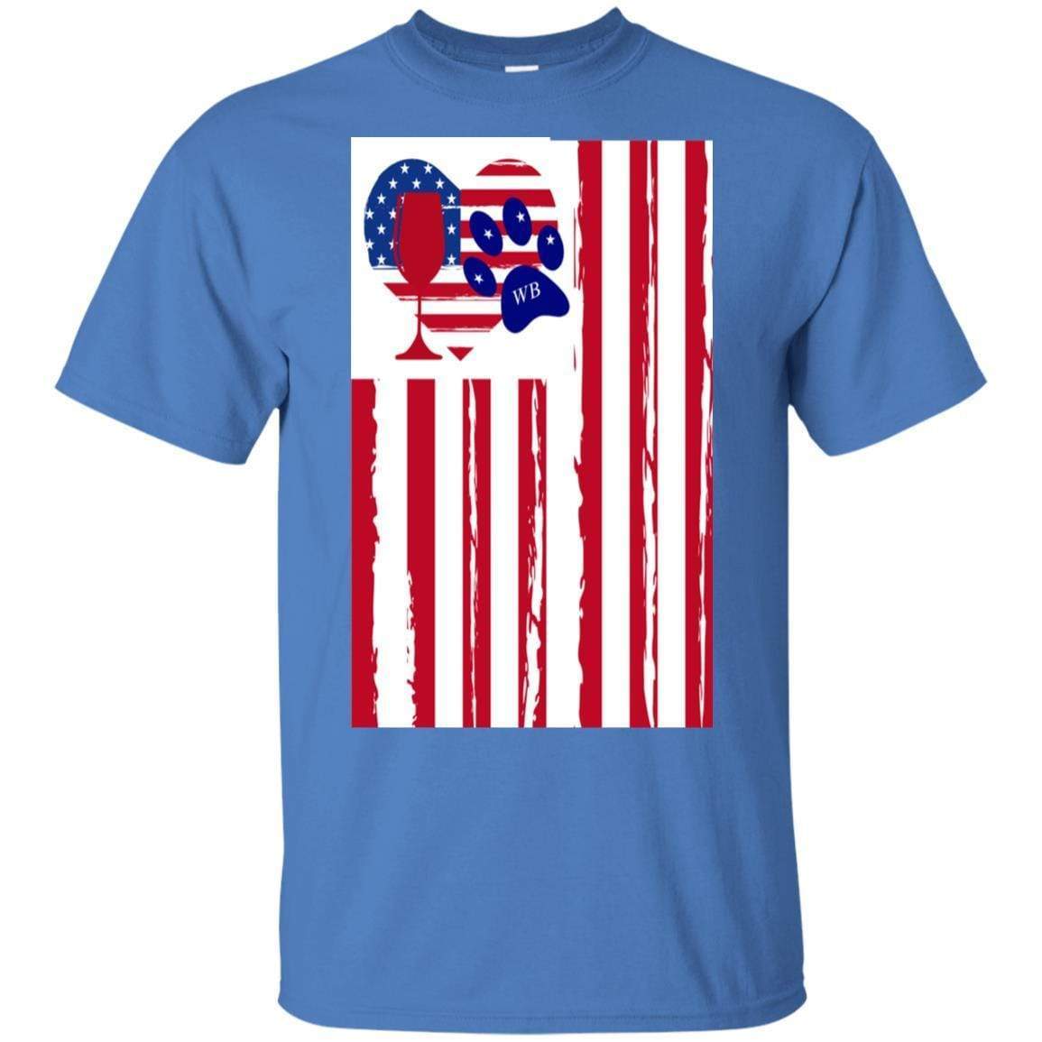 American Flag Wine Paw Heart Ultra Soft Cotton T-Shirt | Patriotic & Fun Graphic Tee for Women | Perfect for Casual Wear, Parties & Wine Lovers