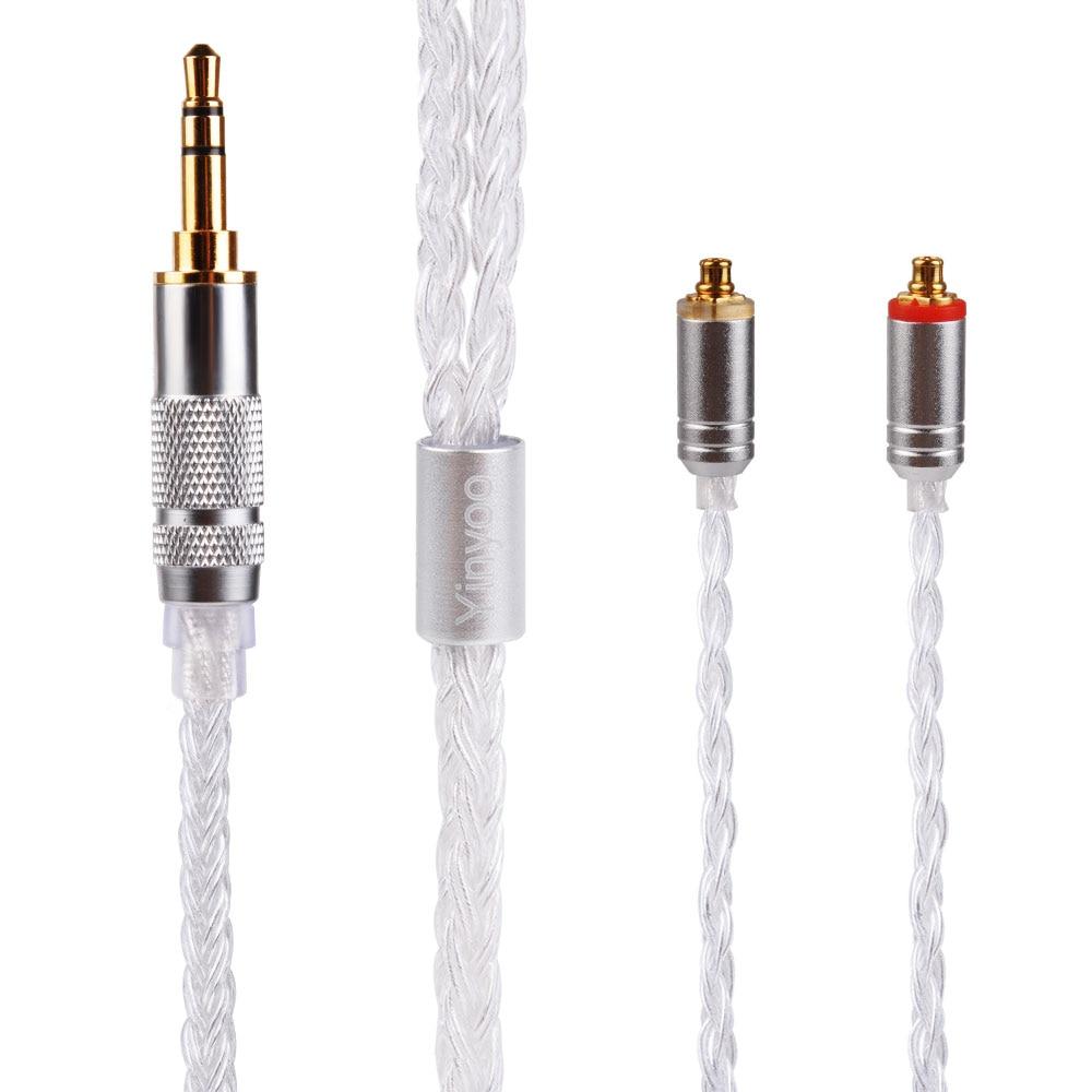 Yinyoo 16 Core Silver Plated Upgrade Cable for IEMs - 2.5mm/3.5mm/4.4mm Balanced & Unbalanced - Compatible with MMCX/2PIN/QDC Connectors - Perfect for Audiophiles, Musicians & Studio Monitoring