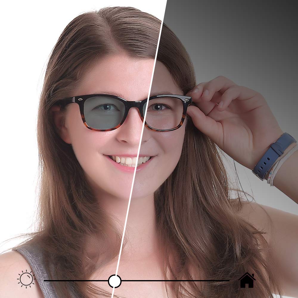 Blue Light Blocking Glasses for Women & Men - Photochromic Gray Sunglasses with Anti-Eyestrain Technology - Computer, Reading & TV Glasses for Office, Gaming & Screen Use