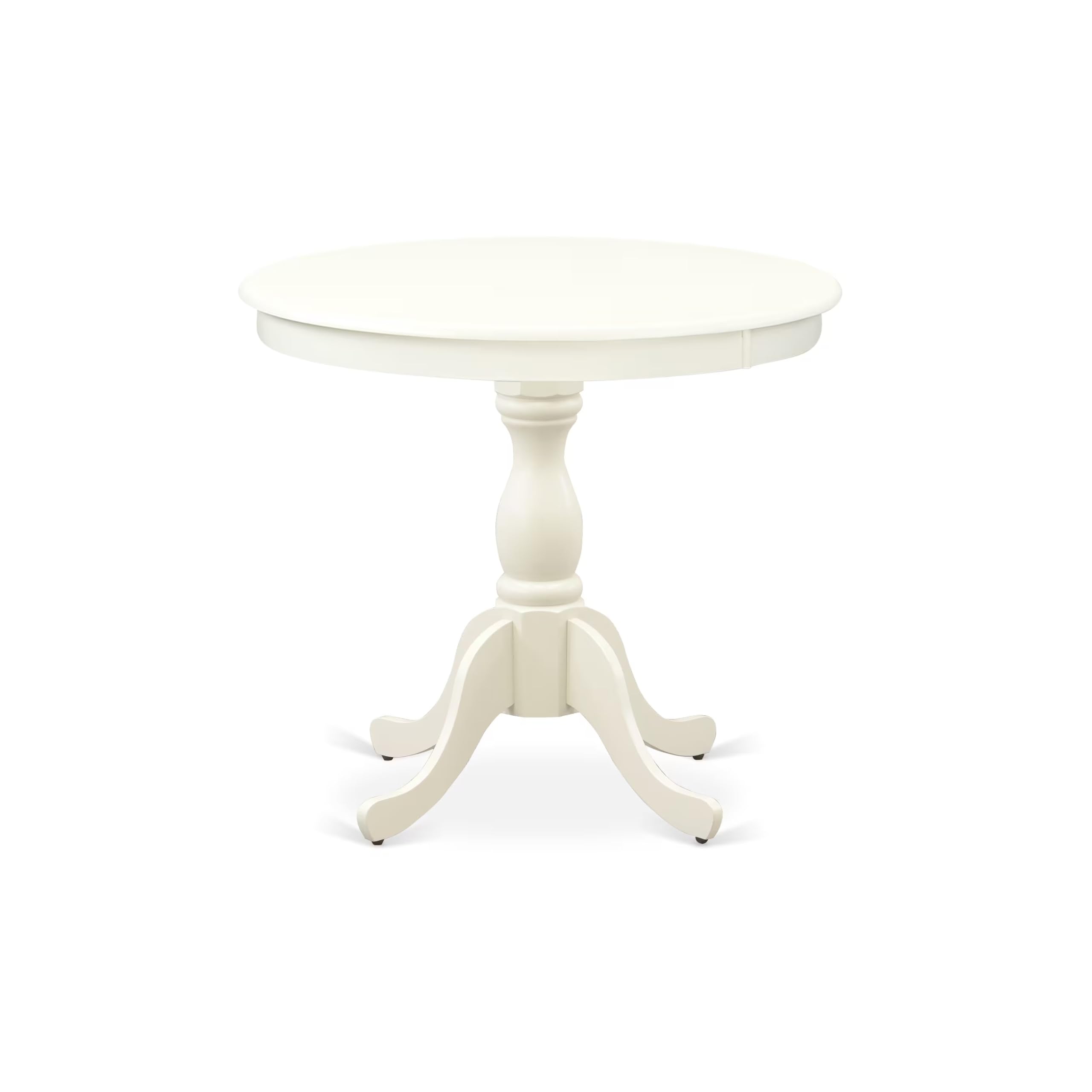 East West Furniture AMVA3-LWH-W 3-Piece Round Kitchen Table Set with Pedestal Base & 2 Dining Chairs, 36x36 Inch, Linen White - Perfect for Small Spaces, Apartments, Breakfast Nooks & Cozy Dining Areas