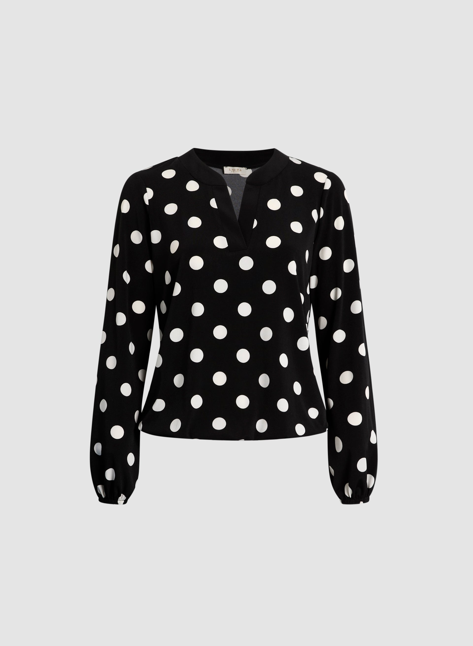 Dot Motif Split Neck Top - Stylish Women's Blouse for Casual & Party Wear | Trendy Floral Print Summer Tops for Outfits & Date Nights