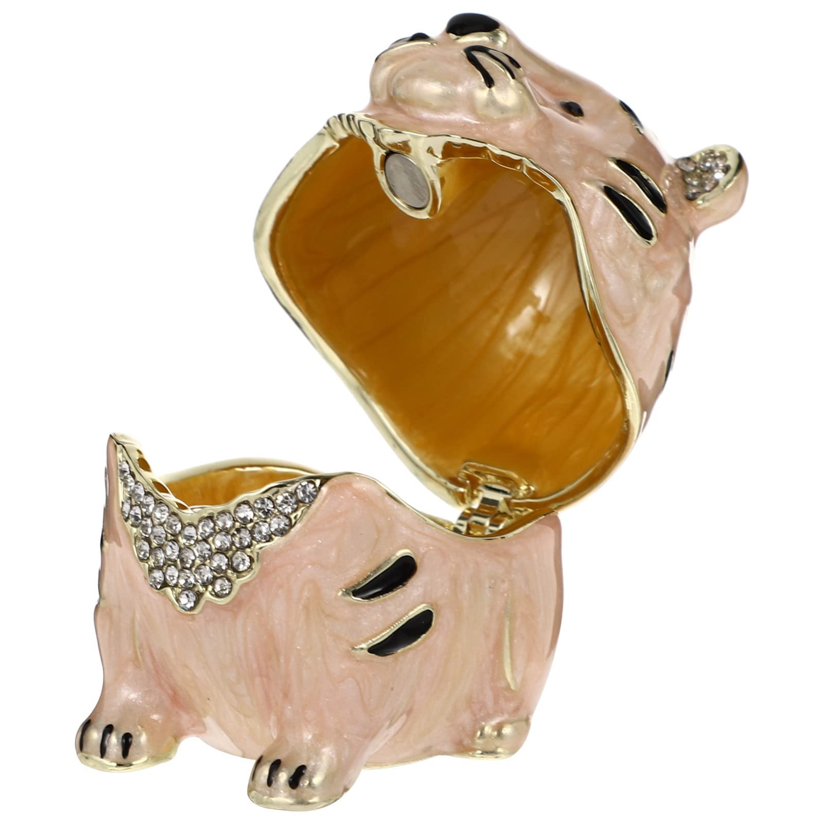 EXCEART Vintage Jewelry Box - Hinged Enameled Trinket Box with Crystals, Bejeweled Animal Ring Holder for Jewelry Storage & Dresser Decor - Perfect Wedding Favor, Collectible Gift & Home Decoration for Women's Accessories Organization