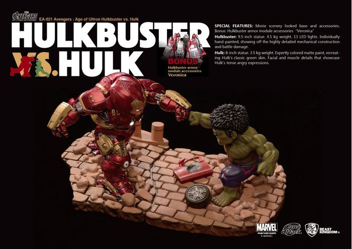 Beast Kingdom Egg Attack Marvel Avengers Age of Ultron Hulkbuster vs Hulk Collectible Statue - Perfect for Marvel Fans, Home Decor, and Superhero Display Collections