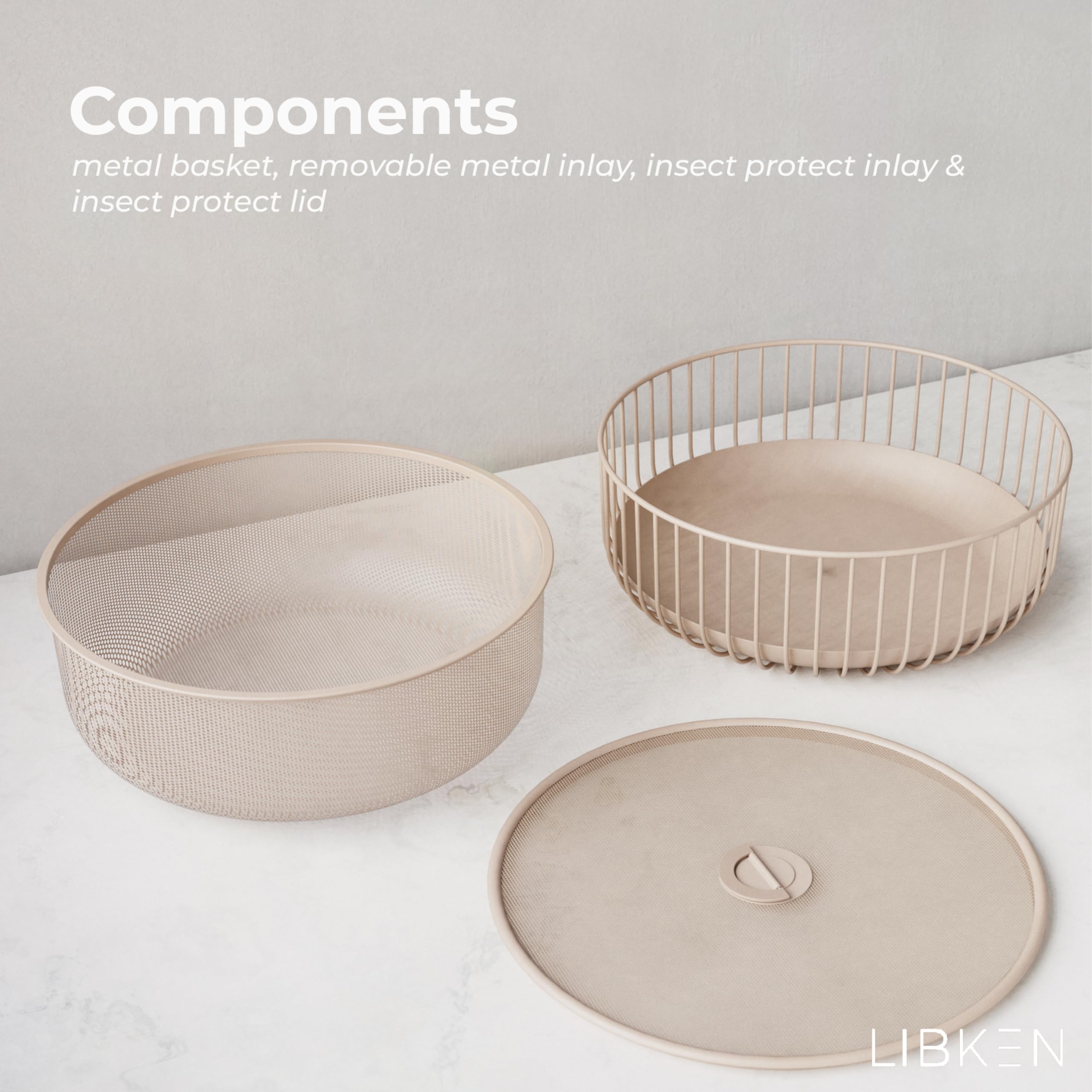 Stainless Steel Fruit Bowl with Mesh Lid & Basket - Kitchen Countertop Organizer for Fruits, Vegetables, Snacks & Bananas - Durable Display Holder for Fresh Produce Storage - Perfect for Pantry, Dining Table or Party Serving