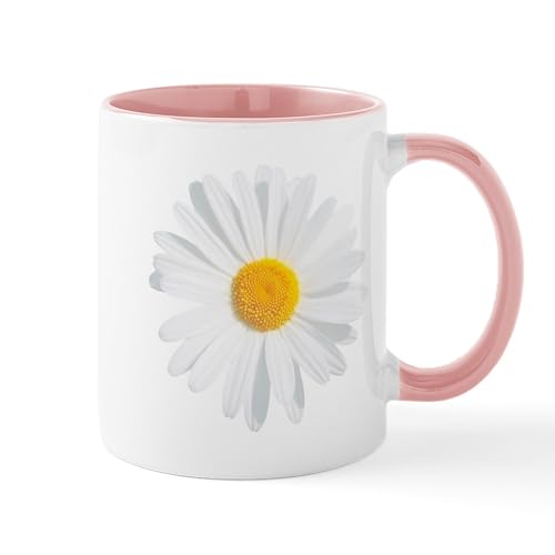 White/Pink Inside - Fresh White Daisy Mugs