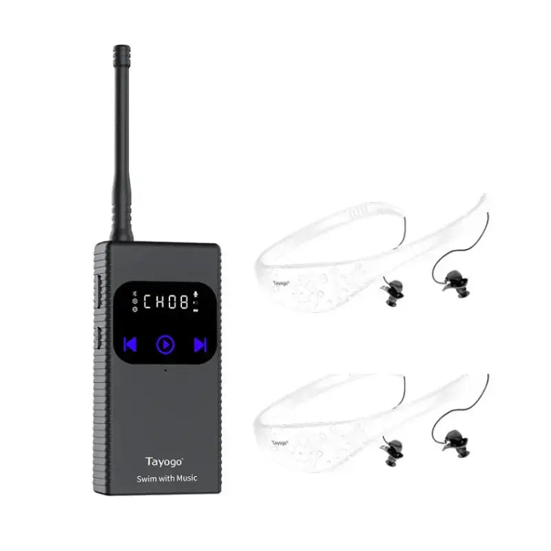 Wireless Waterproof Swimming Headphones with Bluetooth Transmitter & Earbuds - Perfect for Pool, Beach, and Underwater Music Listening