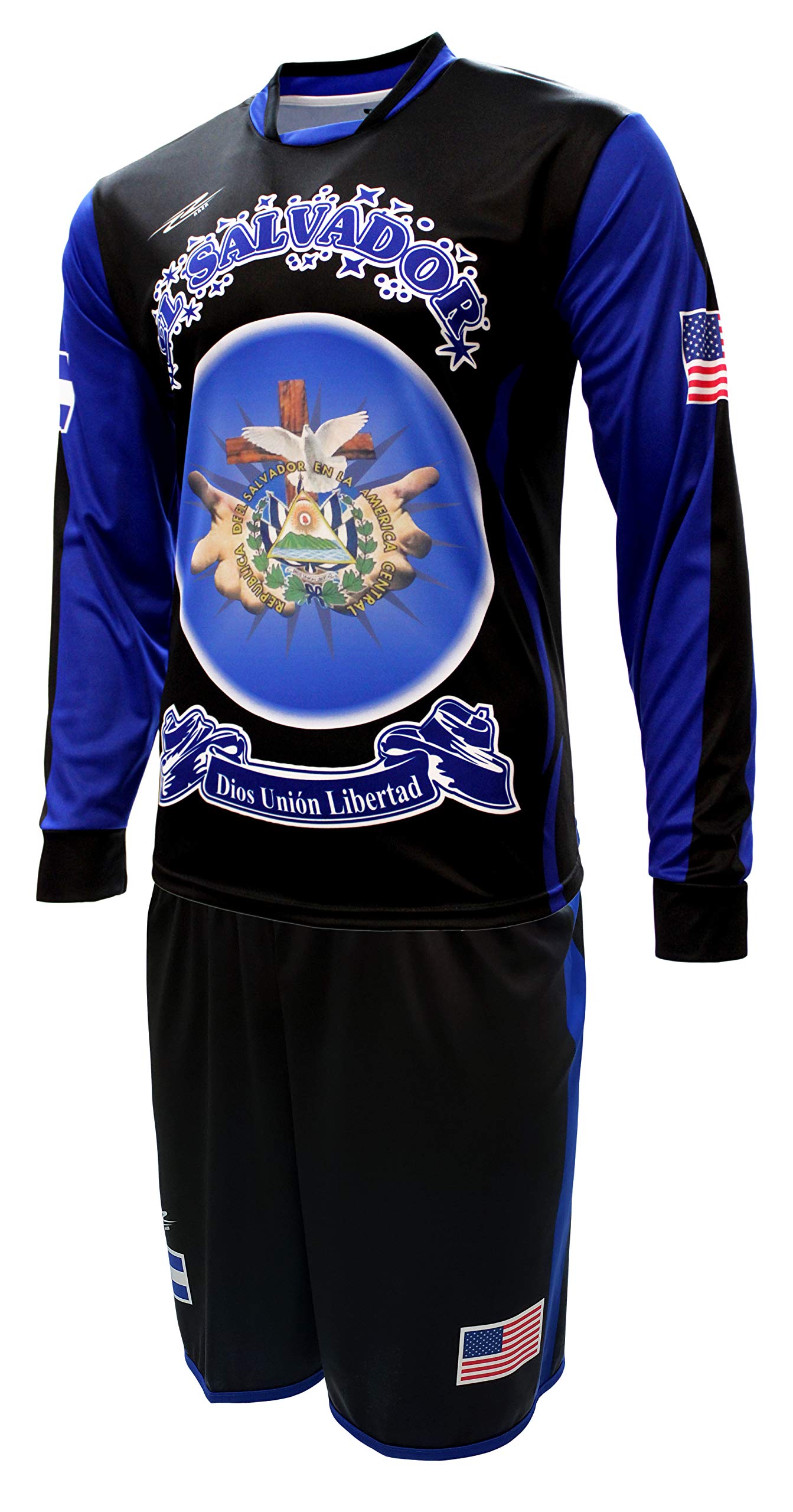 El Salvador Soccer Jersey - Black & Blue Uniform Set with Shorts, Socks & Custom Number - Perfect for Football Games, Training & Fan Support