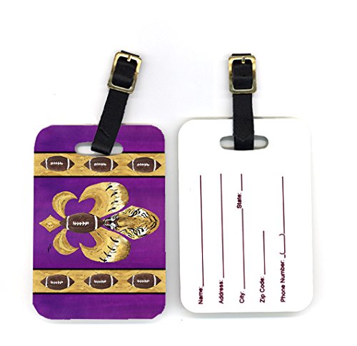 Caroline's Treasures 8205BT Pair of Large Multicolor Tiger Football Fleur de Lis Luggage Tags - Perfect for Travel, Sports Fans & Team Spirit Accessories