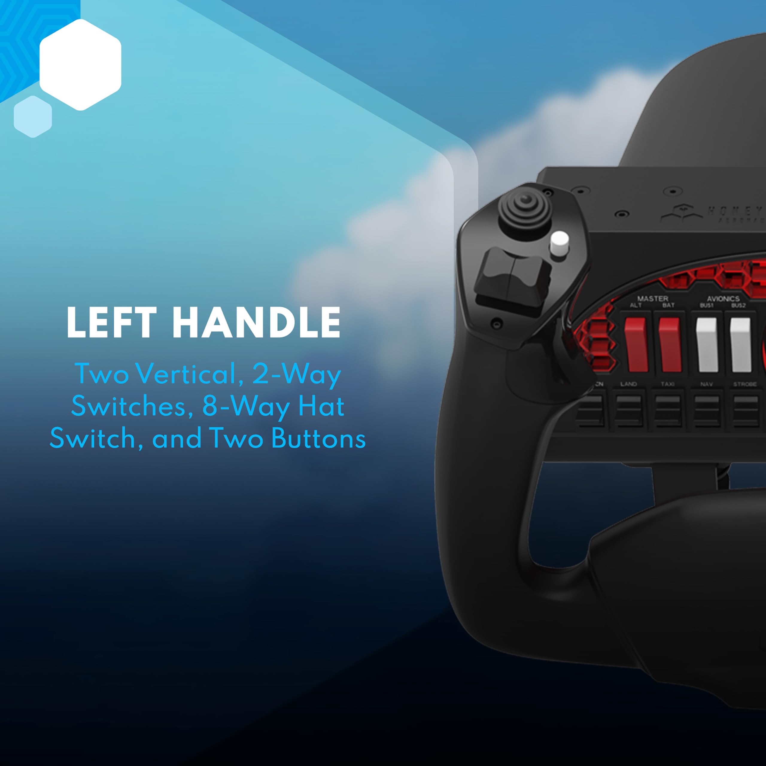 Honeycomb Aeronautical Alpha Flight Controls Yoke & Switch Panel for Flight Simulator - Professional USB Yoke System with Dual Throttle for PC, X-Plane & Microsoft Flight Simulator - Perfect for Home Cockpit & Aviation Training