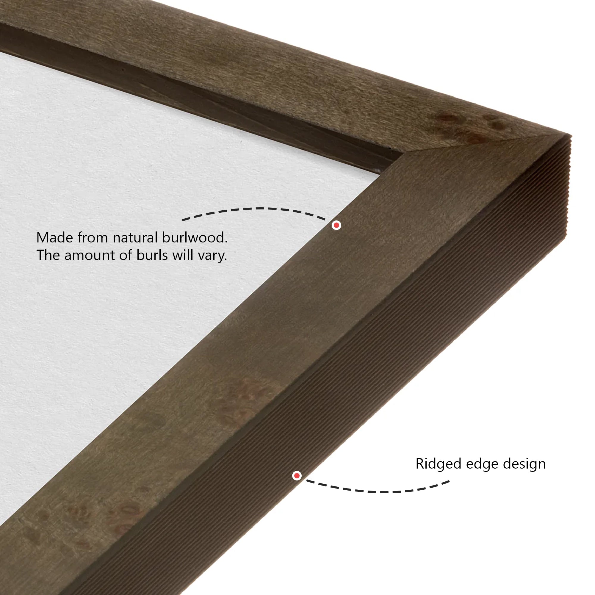 Grey Burlwood Medium Width Wall Frame - Elegant Wooden Picture Frame for Home & Office Decor - Perfect for Displaying Photos, Artwork, and Certificates