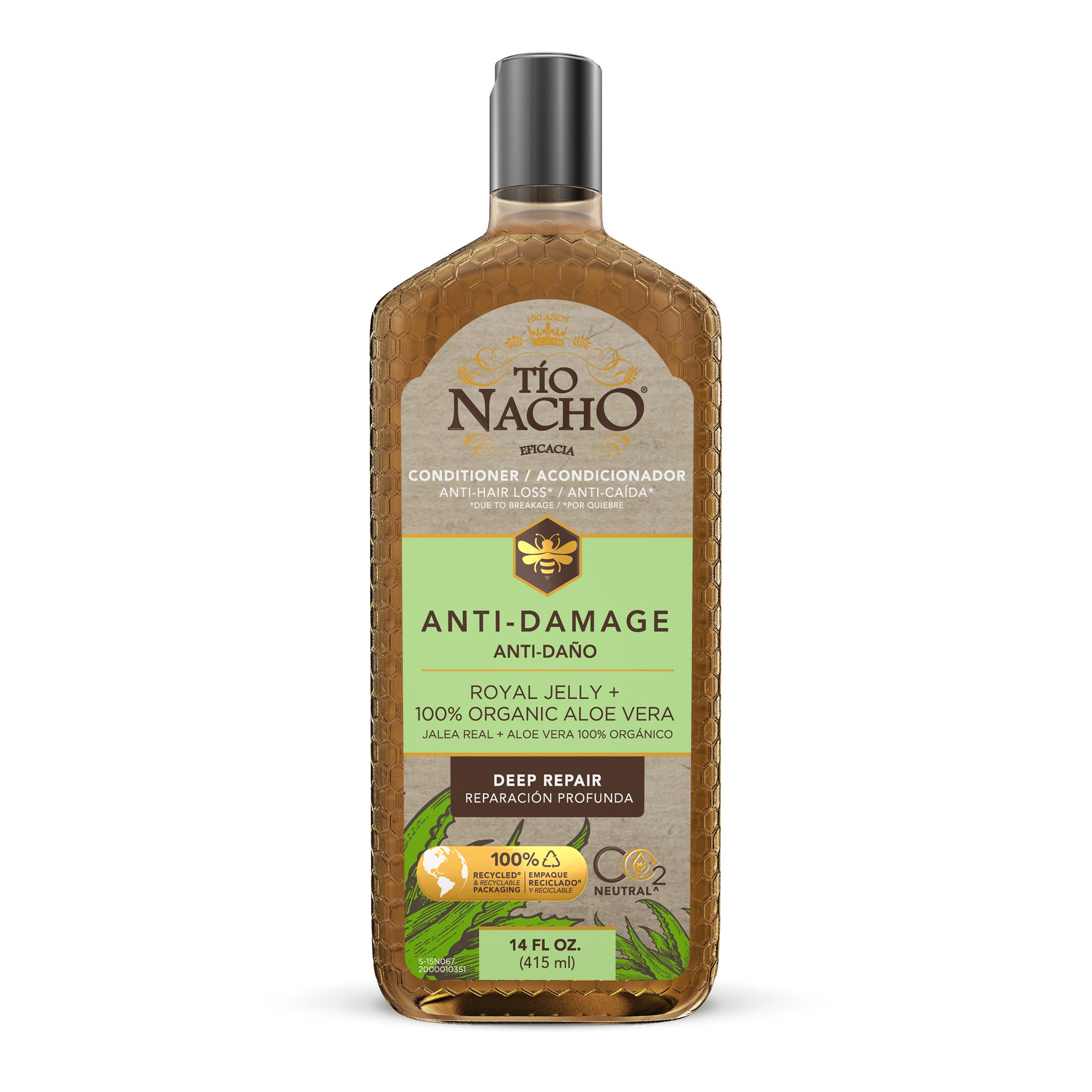 Tio Nacho Aloe Vera Deep Repair Shampoo & Conditioner Set - Organic Aloe Vera, Royal Jelly & Vegetable Keratin for Damaged Hair - 14 Oz Each - Perfect for Dry, Frizzy & Color-Treated Hair at Home or Salon