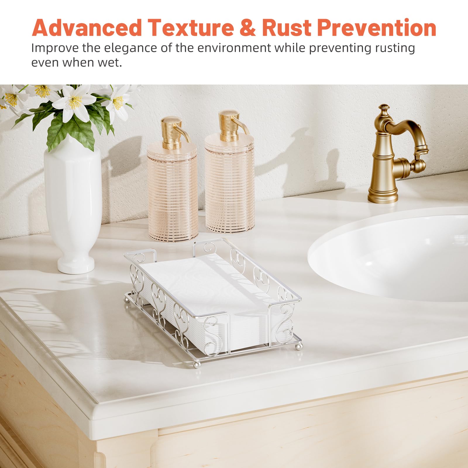 Premium Napkin Holder & Towel Dispenser - Stylish Bathroom & Kitchen Organizer for Flat Paper Napkins, Guest Towels & Disposable Hand Towels | Perfect for Restaurants, Home Decor & Party Supplies