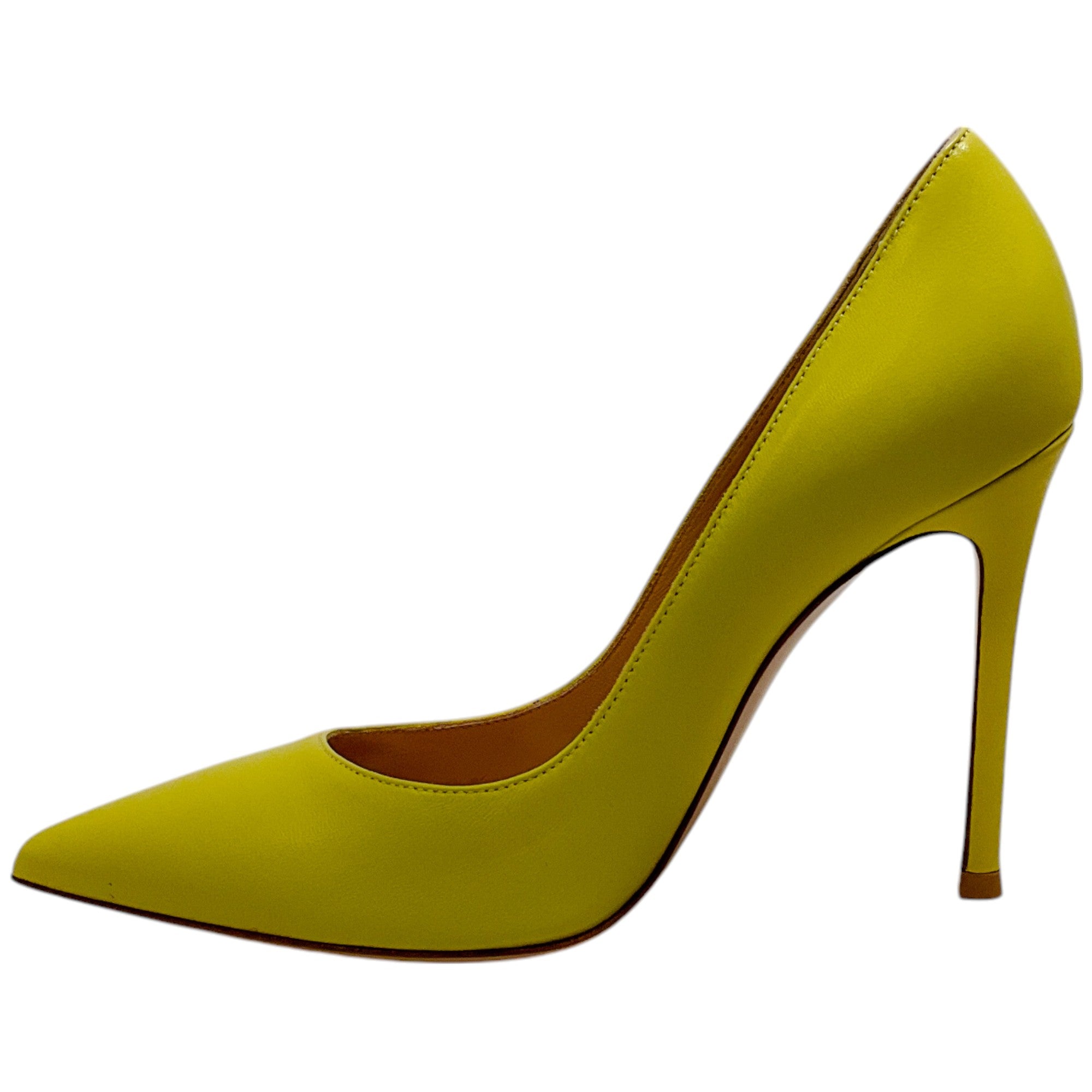 Gianvito Rossi Citron Cider Leather Gianvito 105 Pumps Women's High Heels - Perfect for Office, Party & Special Occasions