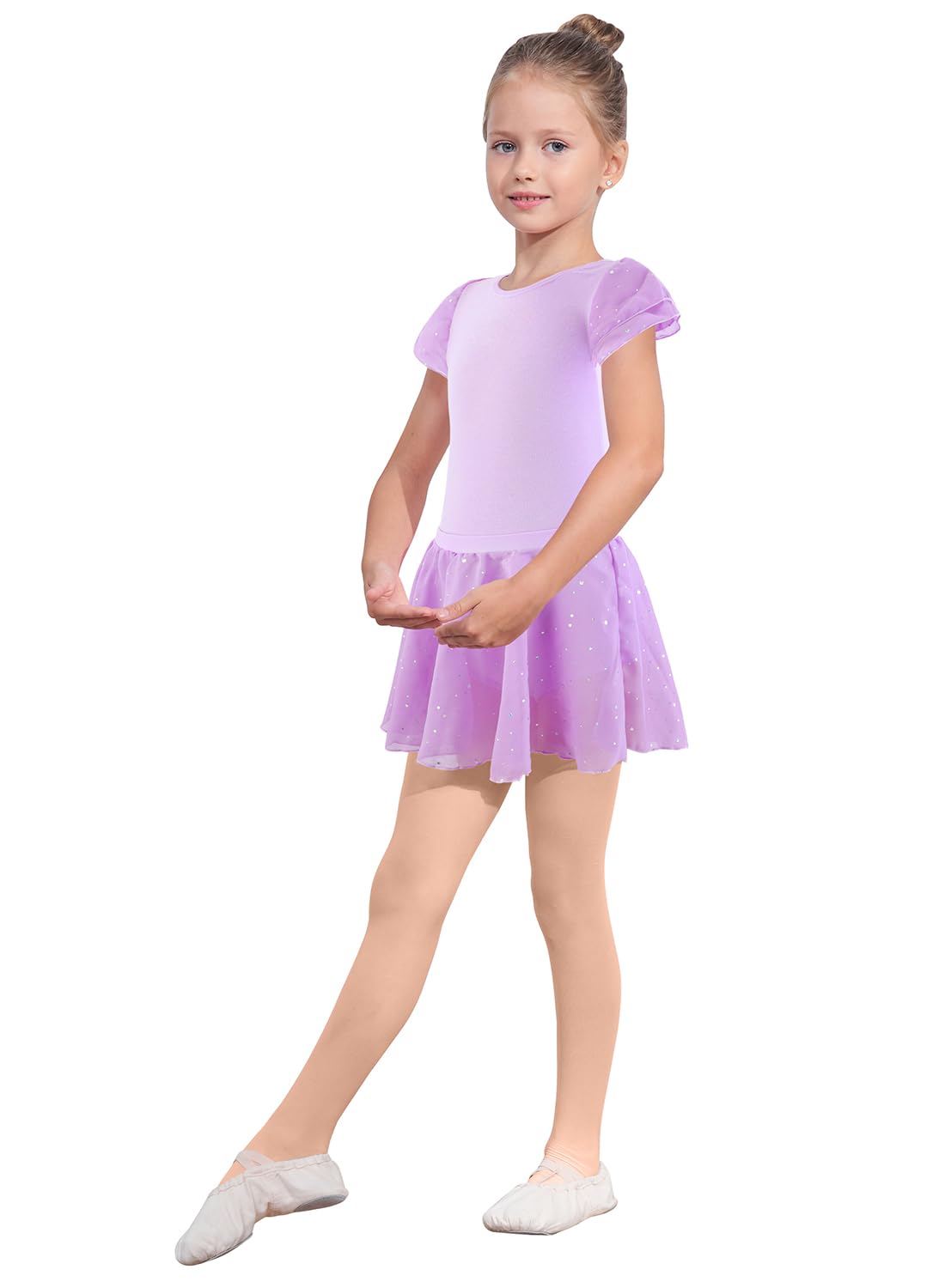 EQSJIU Toddler Ballet Leotards for Girls - Gymnastics Leotard with Split Skirt & Tights - Dance Outfit for Ballet, Gymnastics & Recitals - Perfect for Dance Class, Performances & Toddler Dancewear