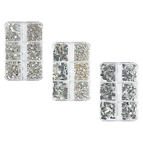FOMIYES 3 Pack Nail Art Rhinestones Kit - Crystal Gems & Mirror Surface Diamonds for Wedding Nails, Manicure, Salon & DIY Nail Art Accessories | Perfect for Bridal, Party & Special Occasion Nail Designs