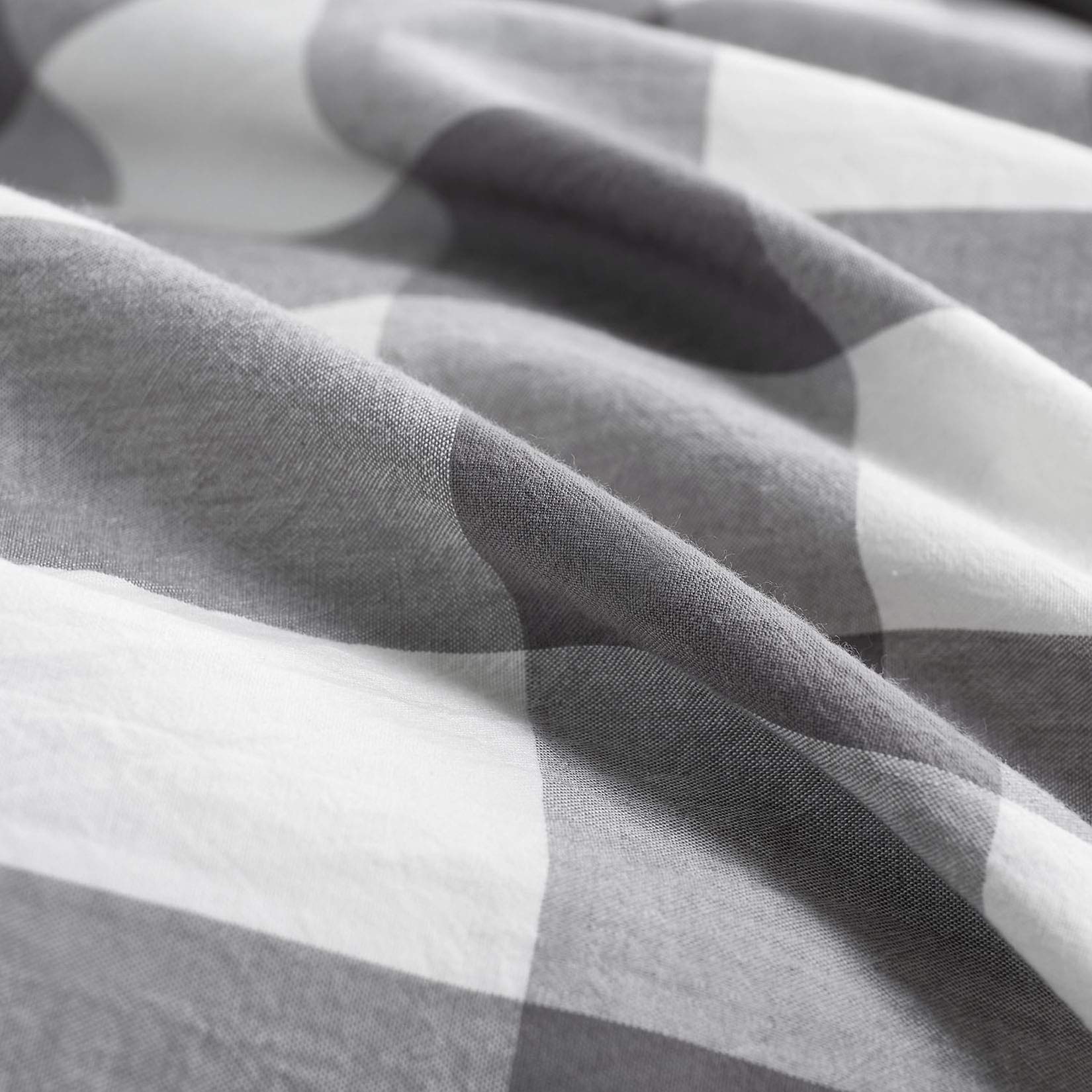Wake In Cloud - 100% Washed Cotton Plaid Pillowcases Set of 2, Buffalo Check Gingham Checkered Farmhouse Style, Standard Size 20x26 Inches (Gray White) - Perfect for Bedroom, Living Room & Home Decor