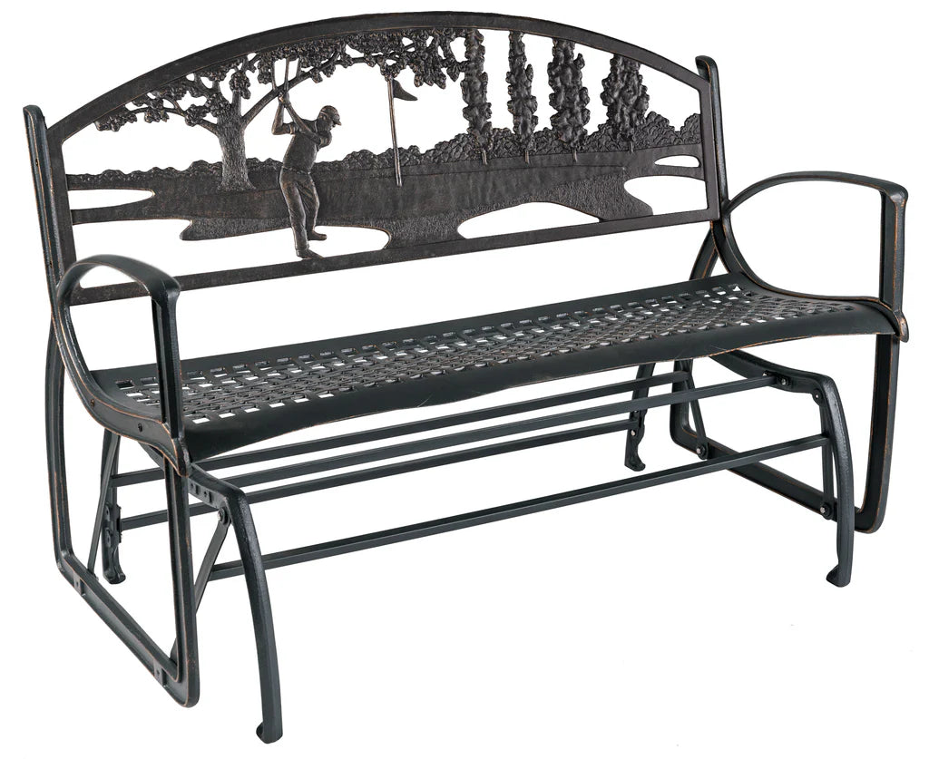 Premium Outdoor Golf Glider Bench - Heavy-Duty Weather-Resistant Patio Swing Chair for Garden, Backyard & Golf Course Relaxation - Perfect for Lounging, Reading & Enjoying Nature