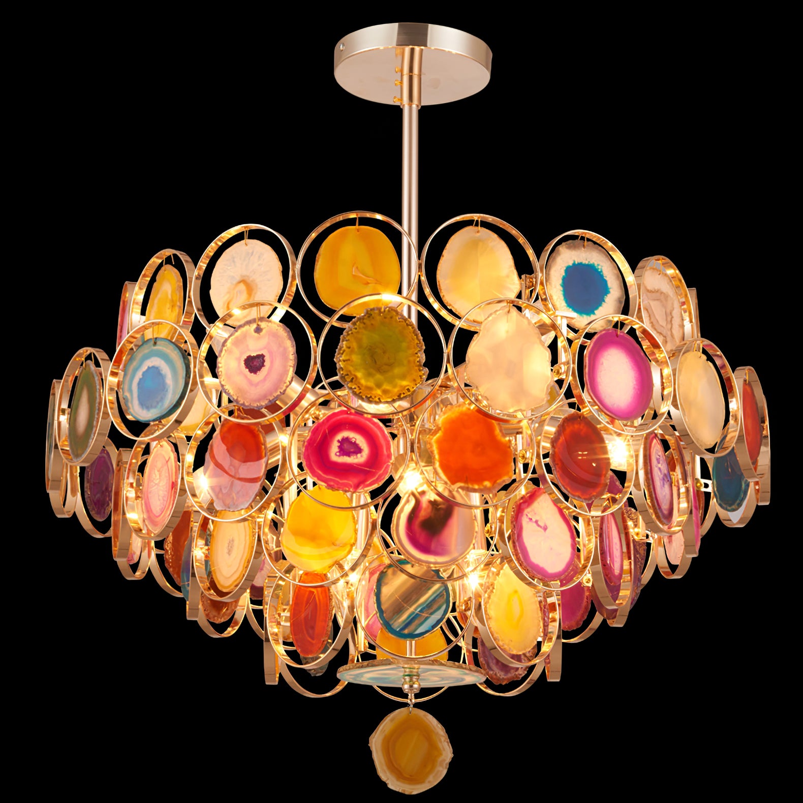 Natural Carnelian Gemstone Chandelier - Handcrafted Bohemian Crystal Beaded Ceiling Light Fixture for Living Room, Dining Room & Bedroom Decor