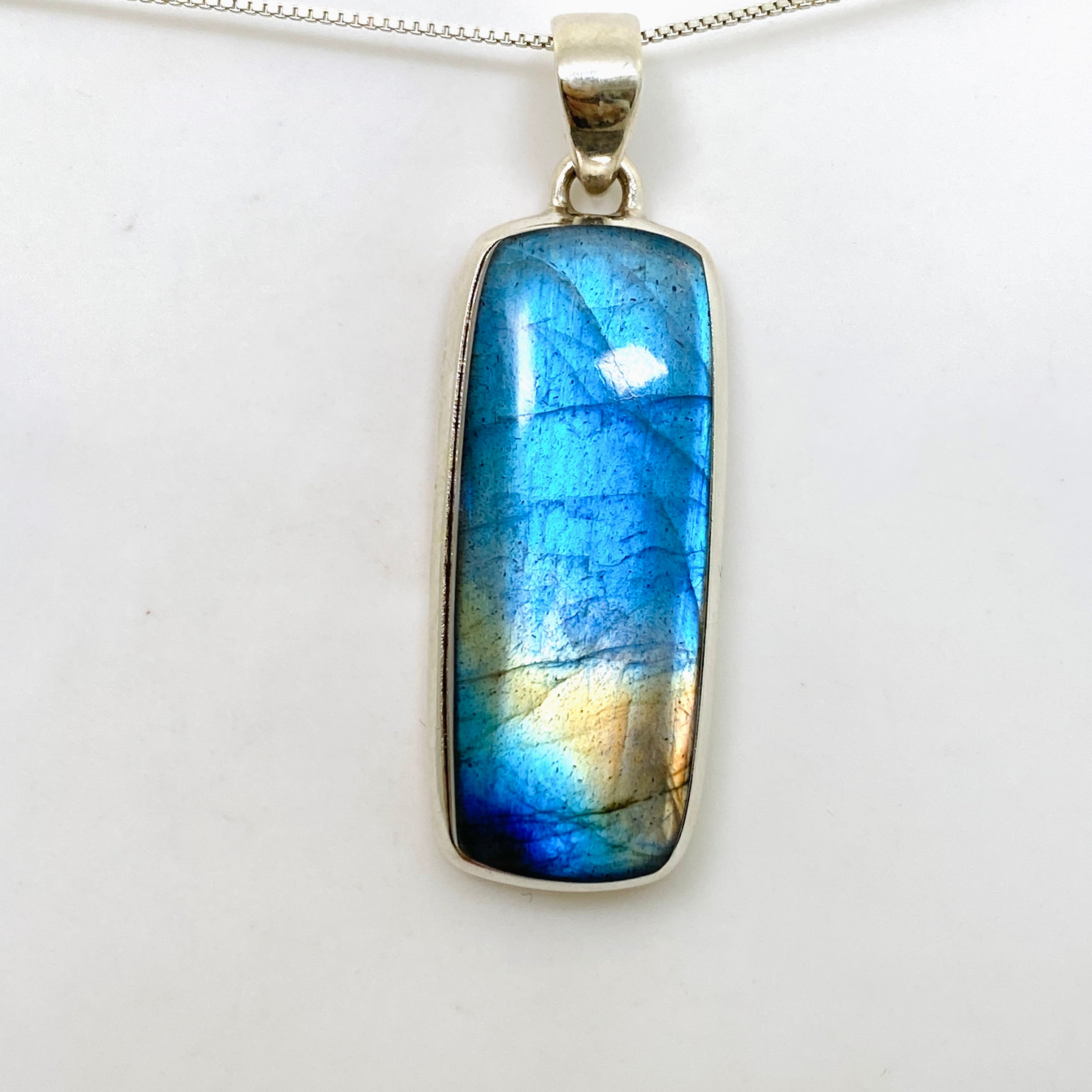 Natural Labradorite Rectangular Cabochon Pendant - Premium Gemstone Jewelry for Women (PPGJ1056) | Healing Crystal Necklace for Meditation, Energy Work & Spiritual Protection