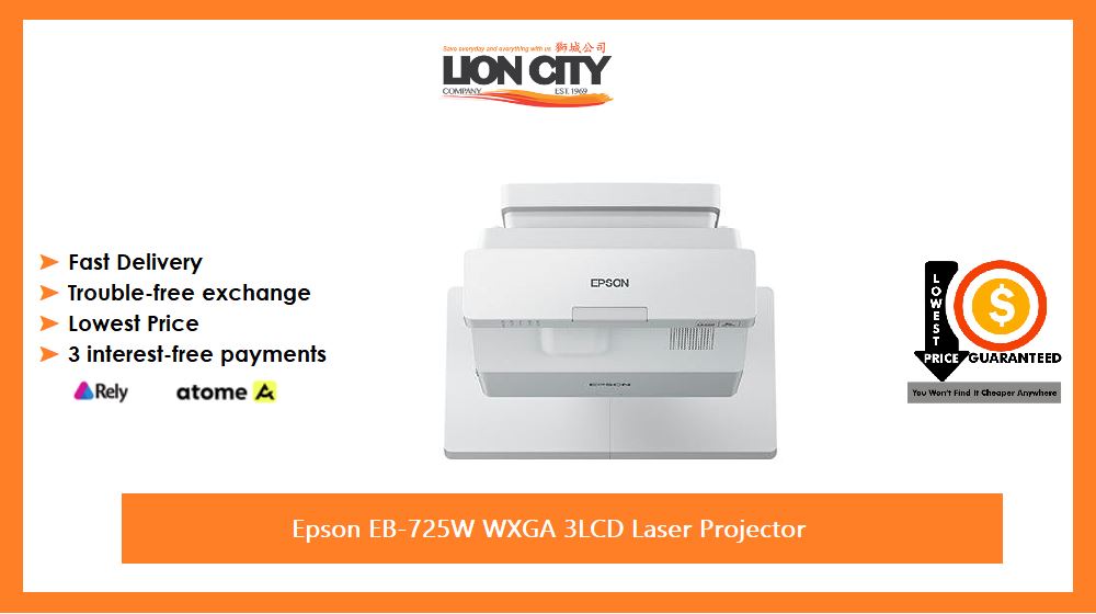 Epson EB 725W WXGA 3LCD Laser Projector - 4000 Lumens, HD Resolution, Wireless Connectivity for Home Theater, Office Presentations & Outdoor Movie Nights