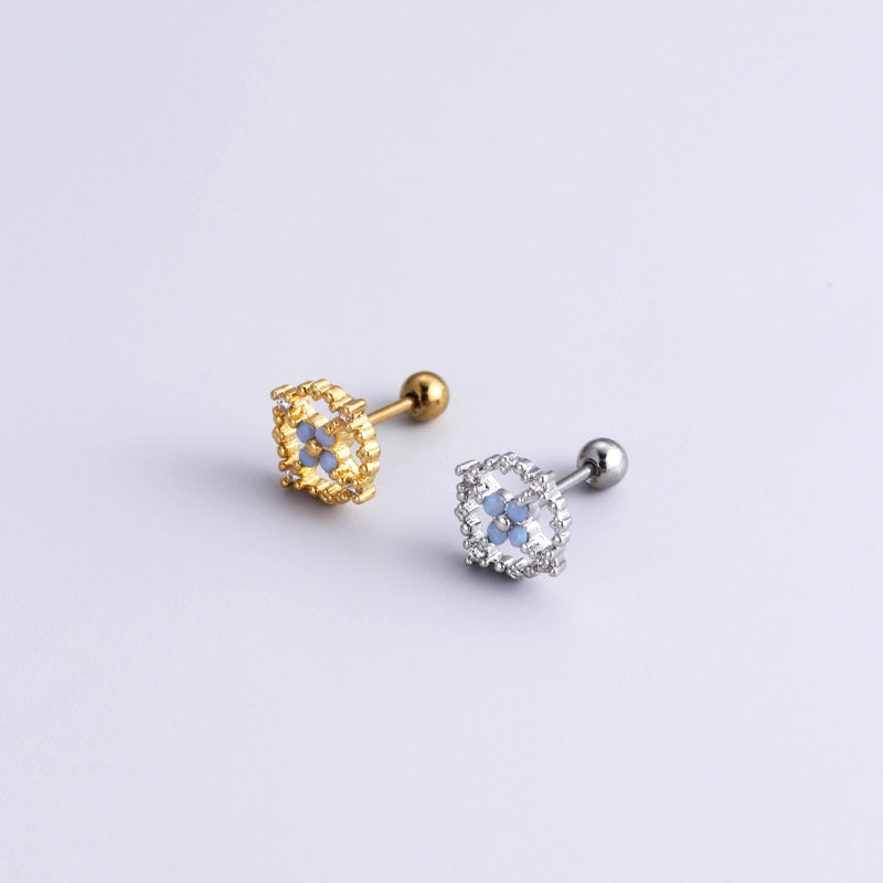 20G Cartilage Surgical Steel Tiny Flower & Butterfly Earrings - Conch & Ball Back Stud Earrings for Women | HSPJ892 | Perfect for Daily Wear, Parties & Gifts