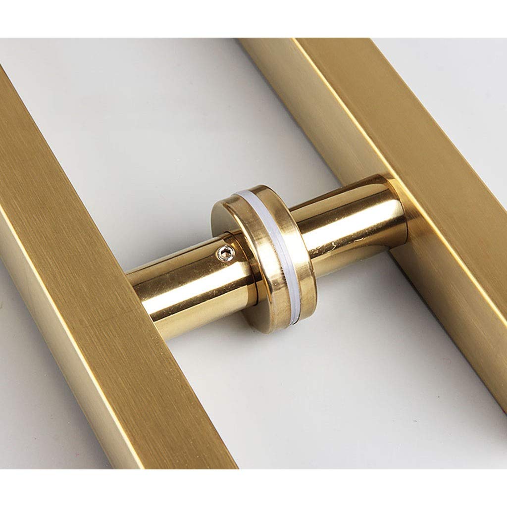 Stainless Steel & Titanium Gold Square Tube Glass Door Handles - Back to Back Installation for Wooden & Push-Pull Doors (1200×900mm) - Perfect for Modern Offices, Retail Stores & Home Entrances
