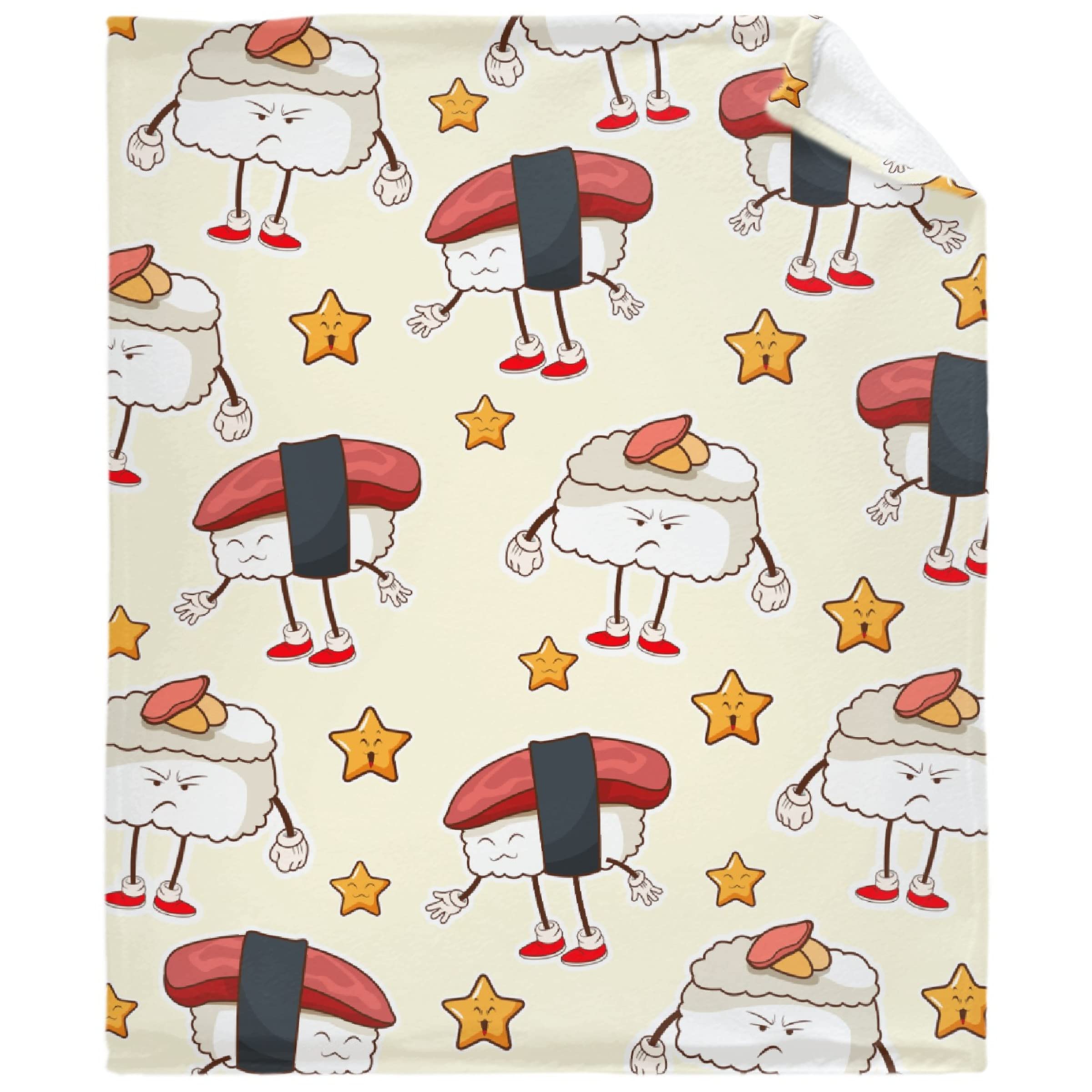 Kutadanti Sushi Throw Blanket - Ultra Soft Cozy Warm Flannel Blanket 120x90 Inches - Perfect for Couch, Bed, Sofa, Car, Camping & Gifts - Great for Family Movie Nights, Picnics and Winter Snuggling