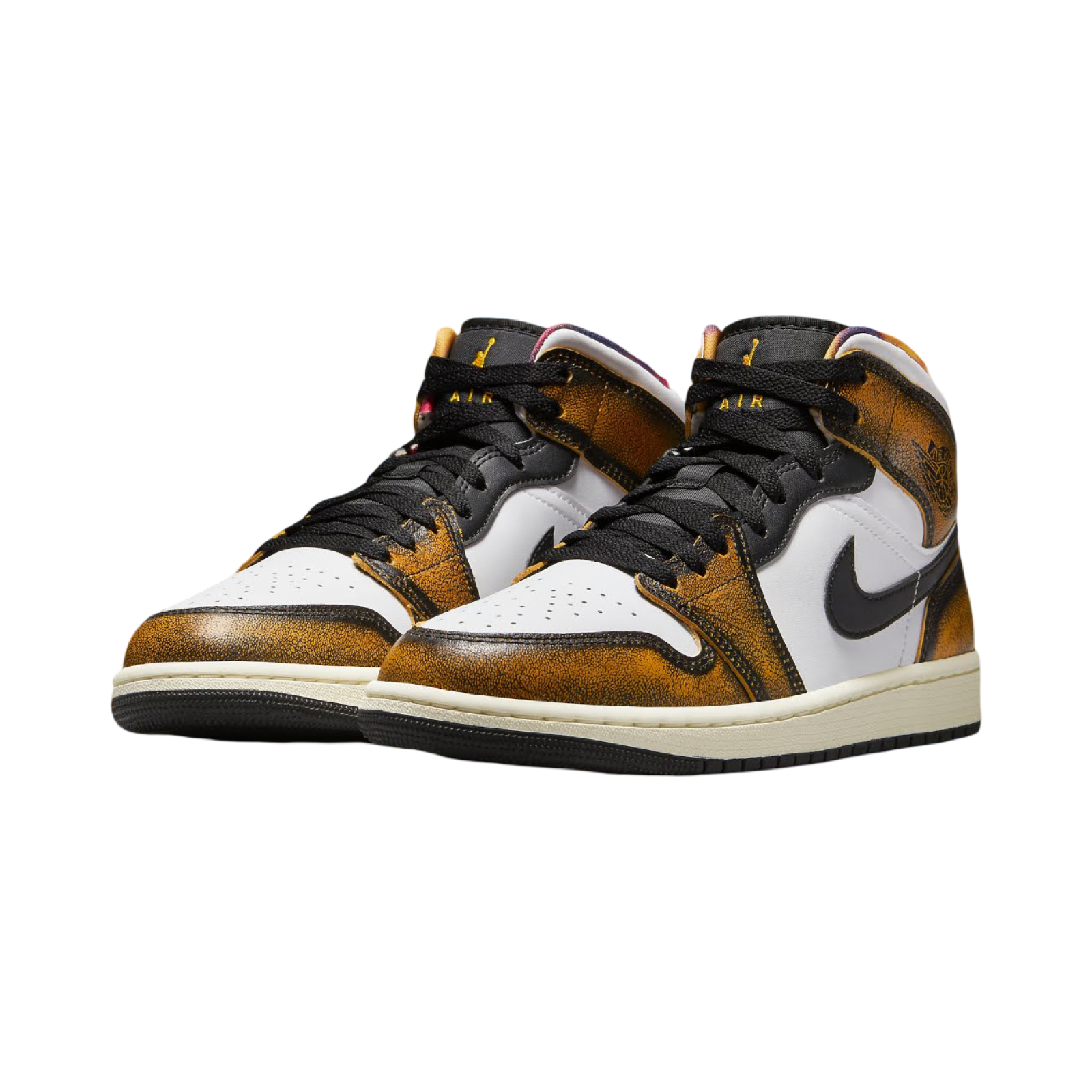Air Jordan 1 Mid Orange Wear Away Sneakers - Men's Basketball Shoes for Streetwear & Casual Style | Perfect for Urban Fashion & Everyday Wear