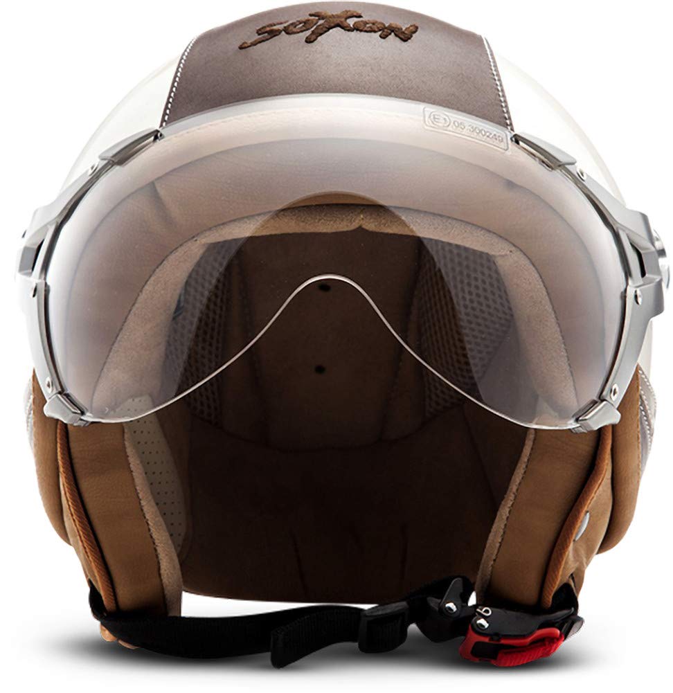 NTNK N325 Urban SOXON Open-Face Motorcycle Helmet - DOT Approved Half Jet Pilot Scooter Helmet for Men & Women - Perfect for City Commuting, Cruising and Short Rides
