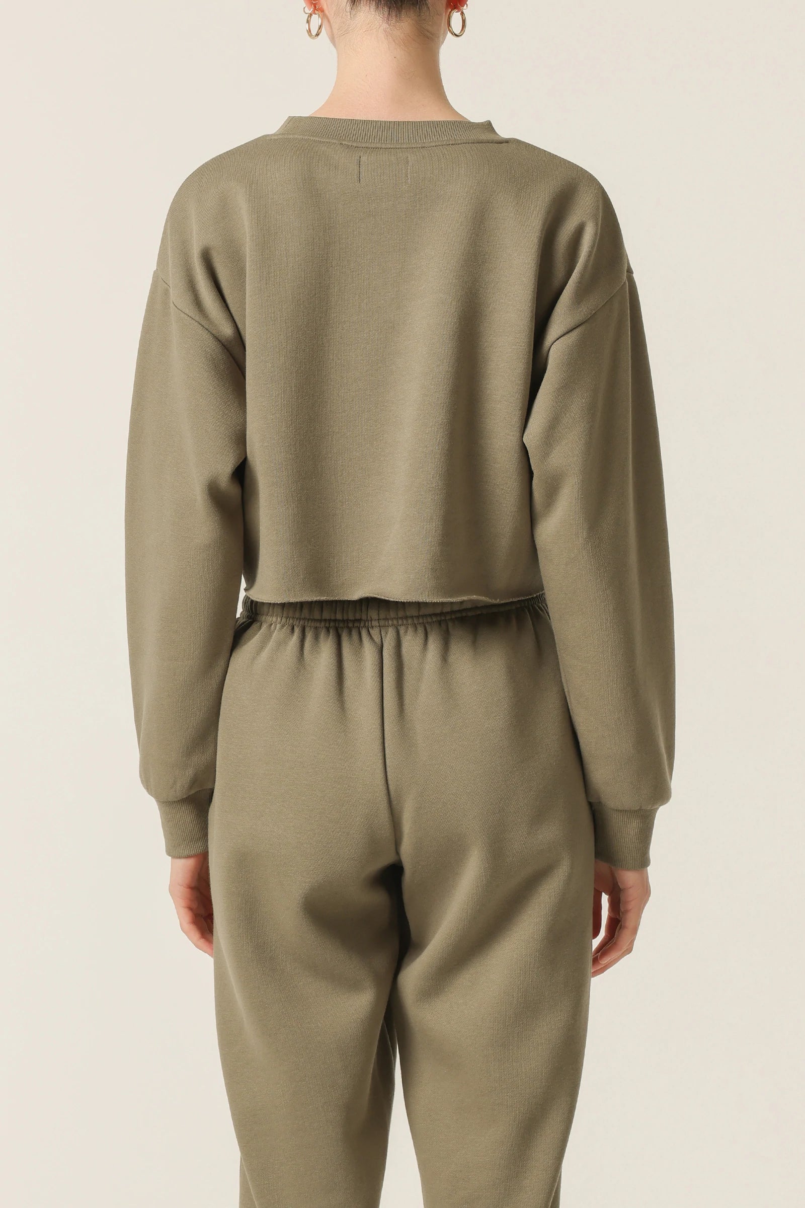 Women's Carter Classic Crop Sweater in Willow Green - Soft Comfortable Pullover for Casual Wear, Lounge & Fall Outfits