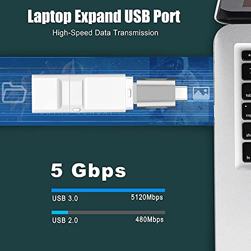2 Pack USB C to USB 3.0 Adapter - 10Gbps High Speed Data Transfer - Compatible with MacBook Pro 2021/Air 2020, iPad Pro 2021, Thunderbolt 3 Devices - Perfect for Office Work, File Sharing & External Device Connection (Silver)