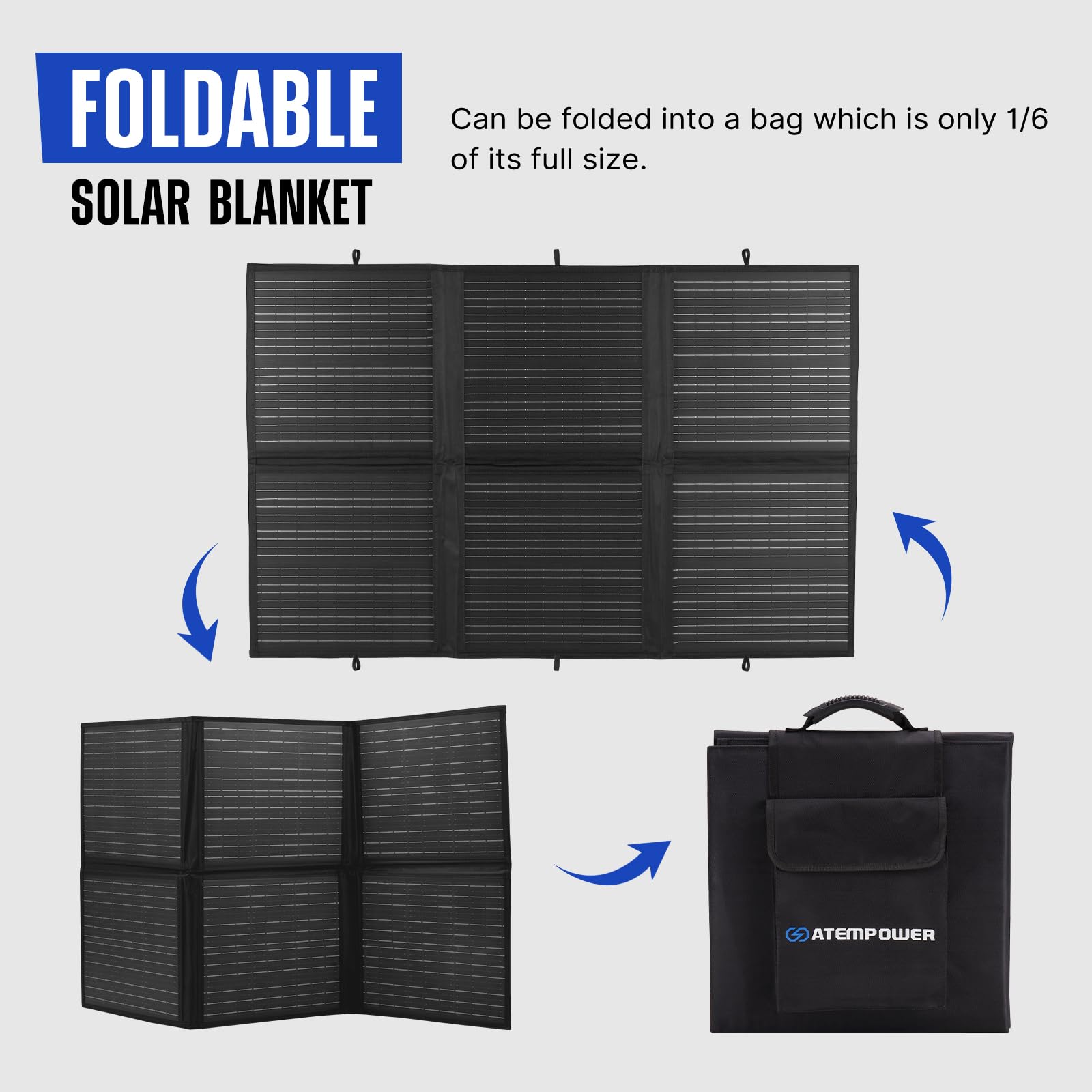 ATEM POWER 120W Portable Solar Panel Kit - Foldable Monocrystalline Solar Charger with 20A MPPT Controller & USB Output for RV, Camping, Off-Grid Power (Charges 12V Batteries/Power Stations) - Perfect for Outdoor Adventures, Emergency Backup & Sustainable Energy Solutions