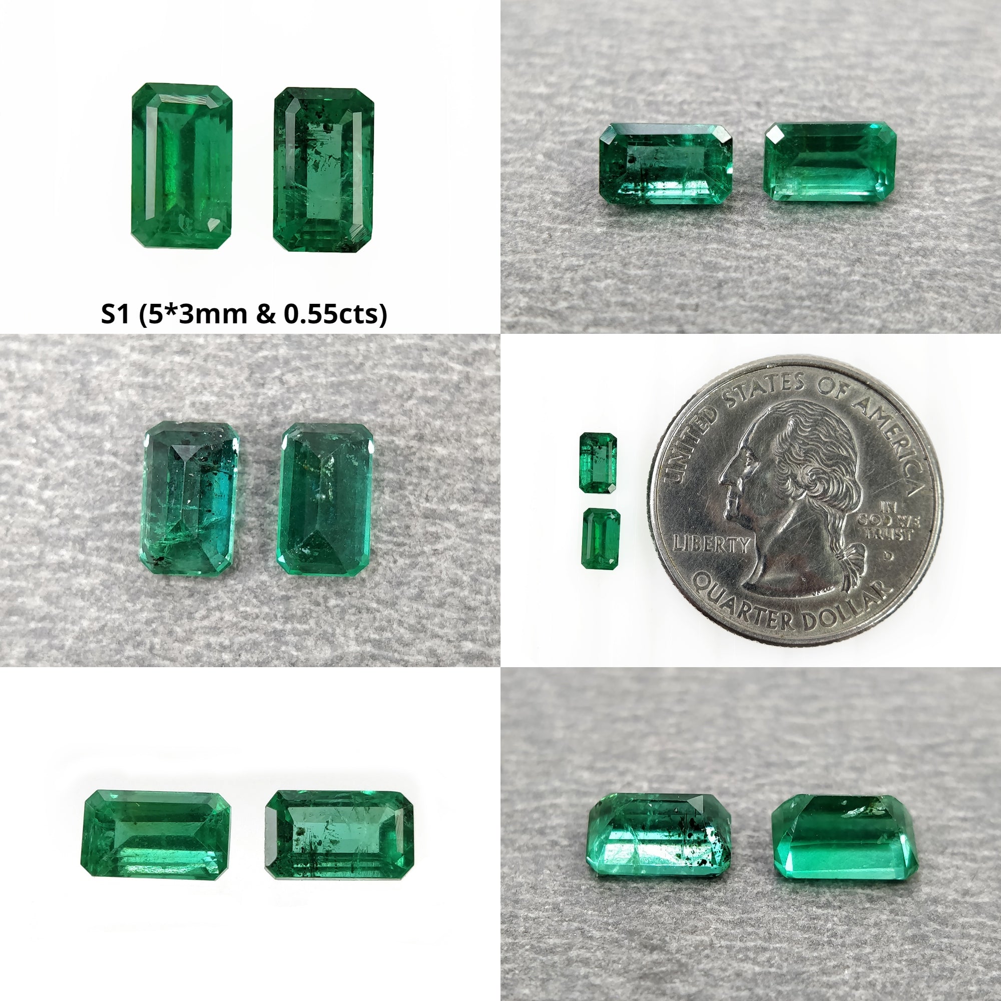 Natural Untreated Green Emerald Gemstone Octagon Cut - 2pc Set for Jewelry Making, Engagement Rings & Necklace Designs